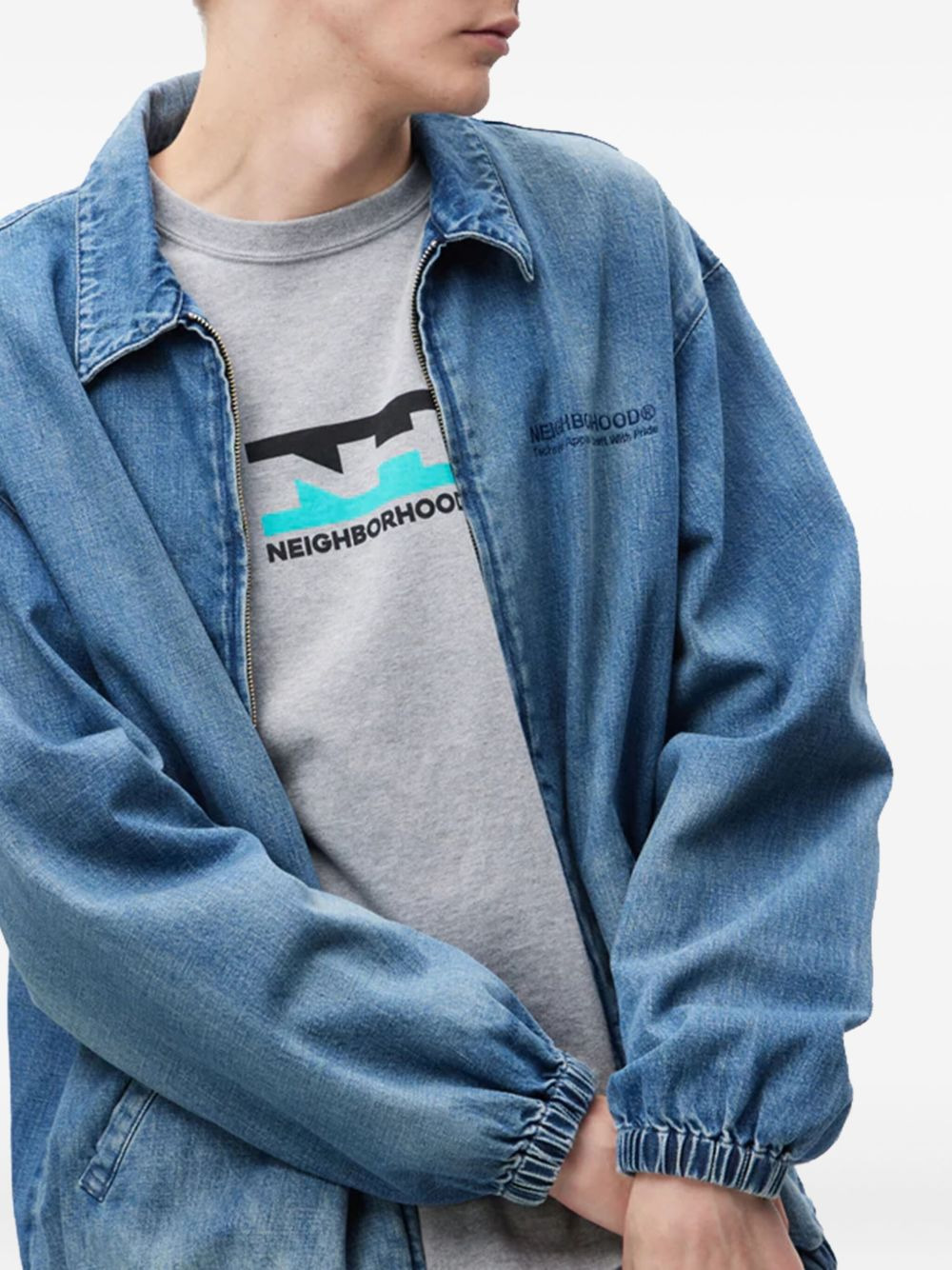 embroidered-logo denim jacket - 4