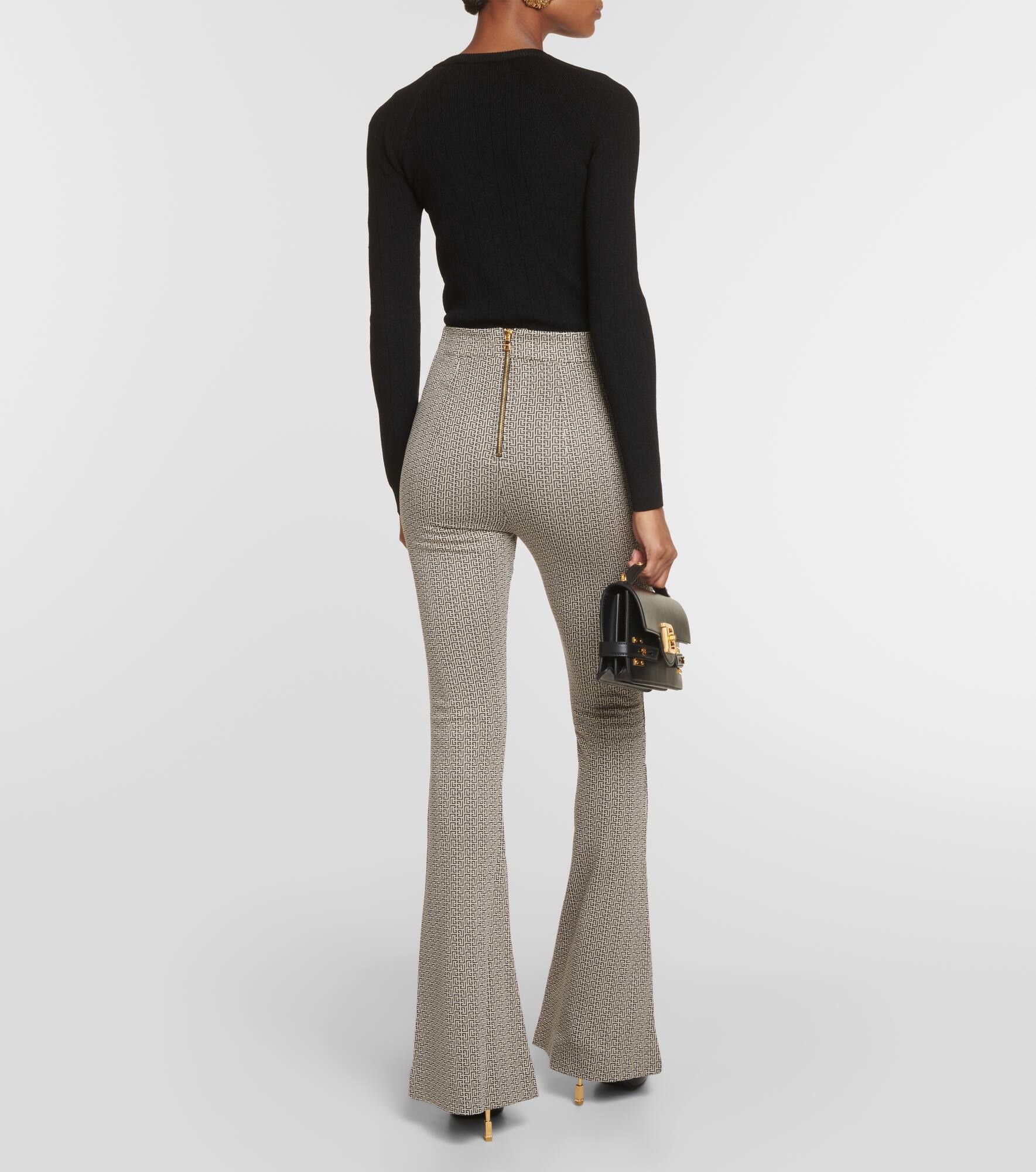 Monogram jacquard flared pants - 3