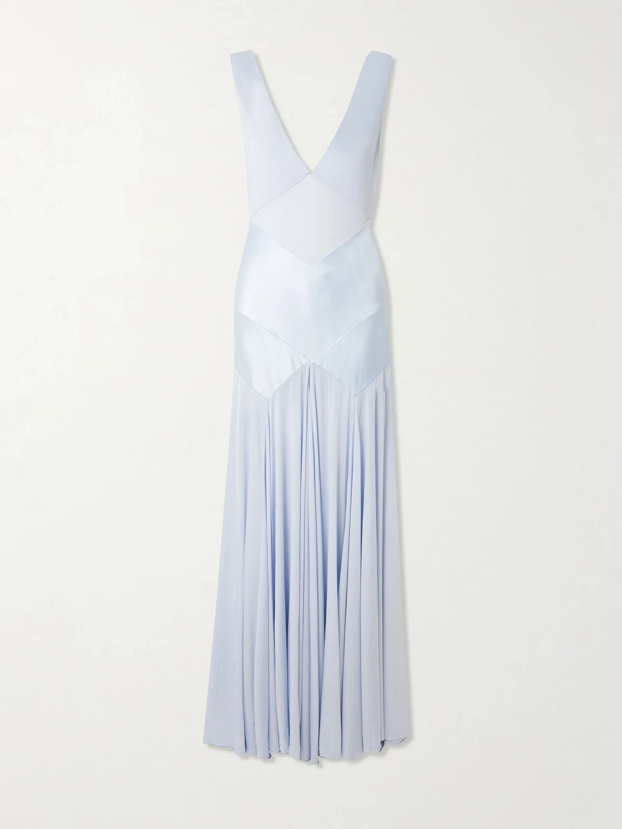 Pleated Paneled Satin And Stretch-jersey Maxi Dress - 1