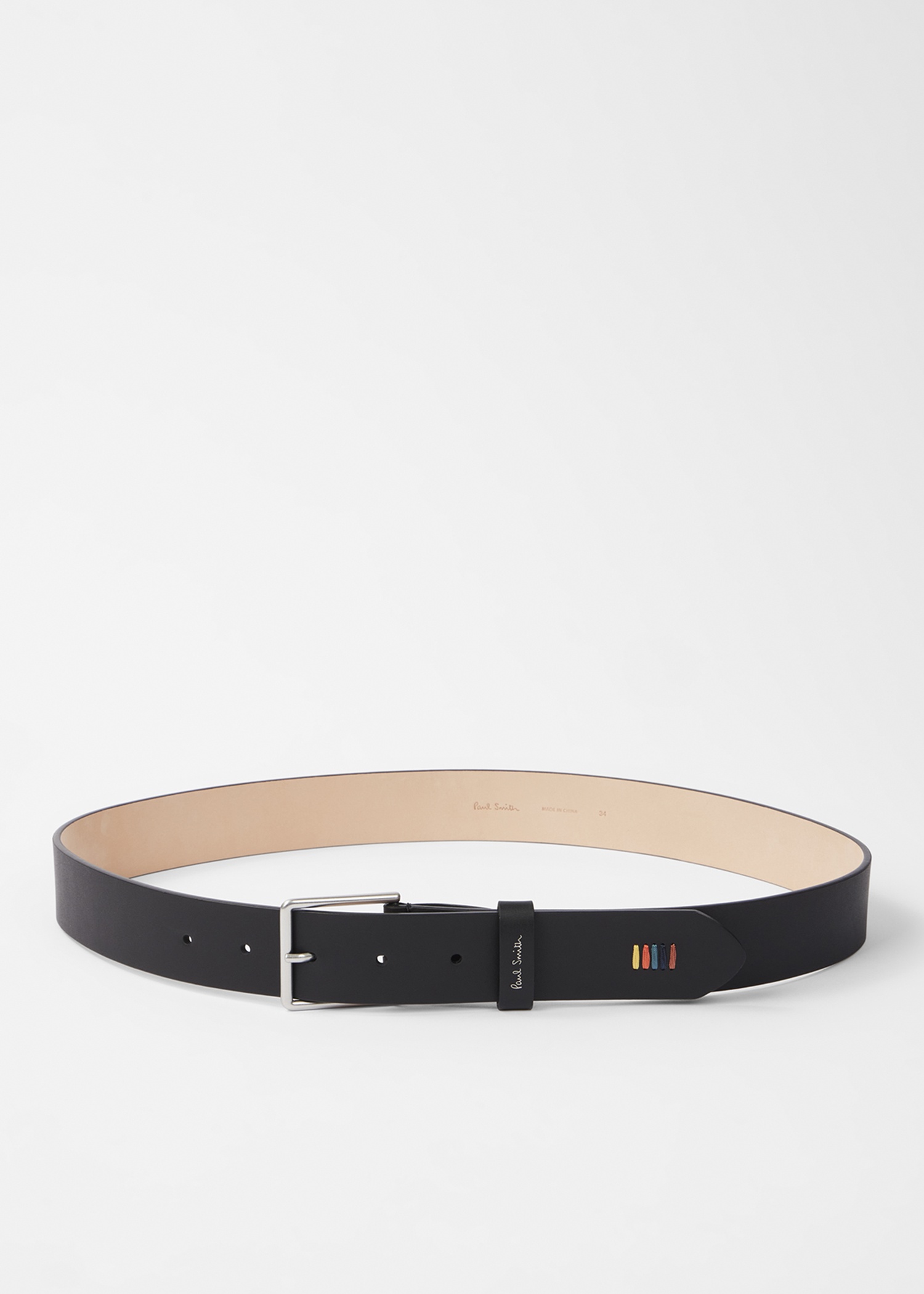 Black Leather 'Artist Stripe' Stitch Belt - 2