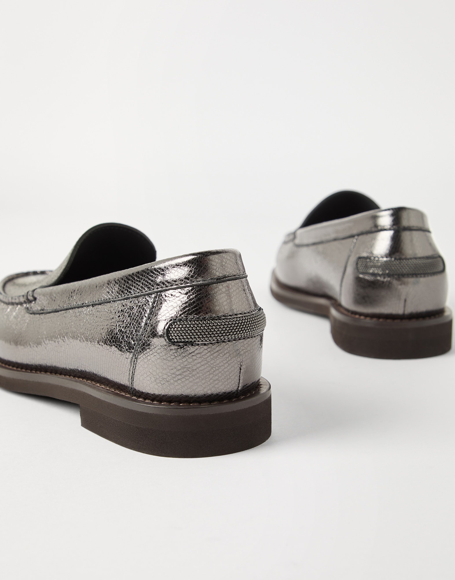 Lamé grained calfskin penny loafers with shiny detail - 3