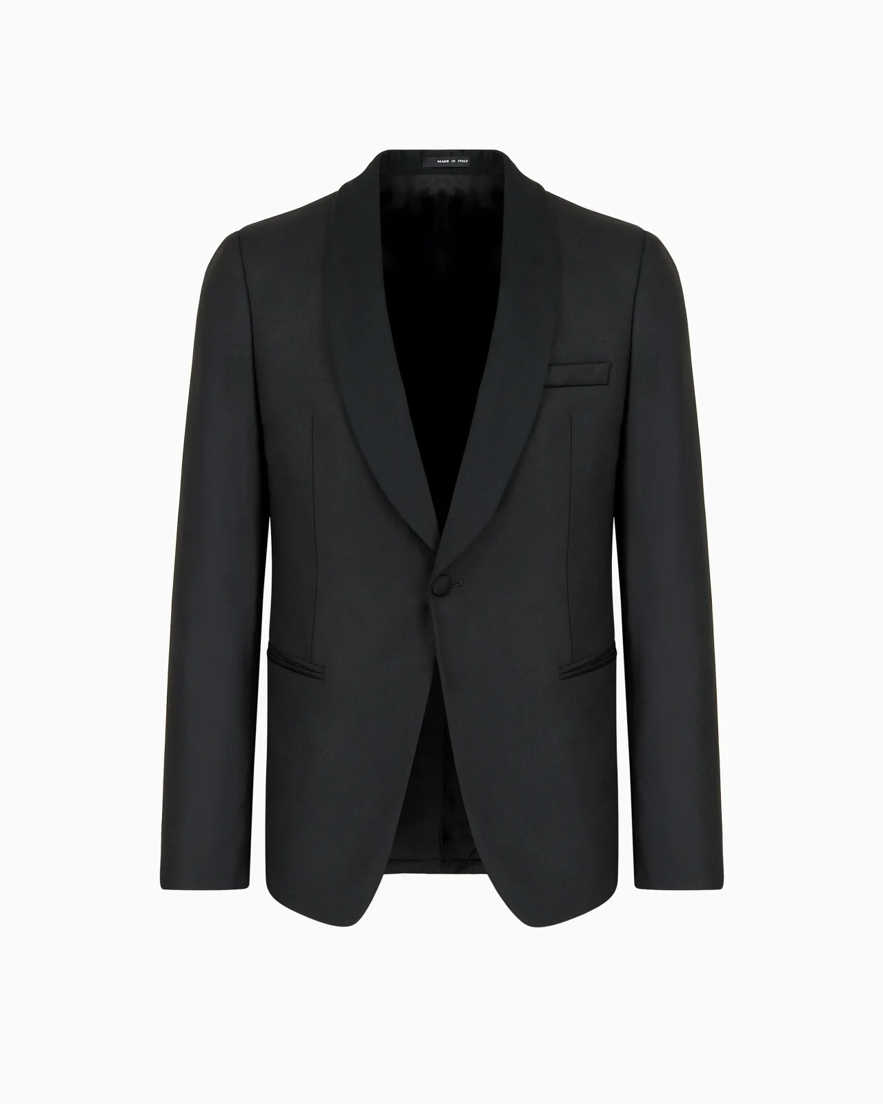 Light worsted virgin wool single-breasted jacket with satin shawl lapels - 1