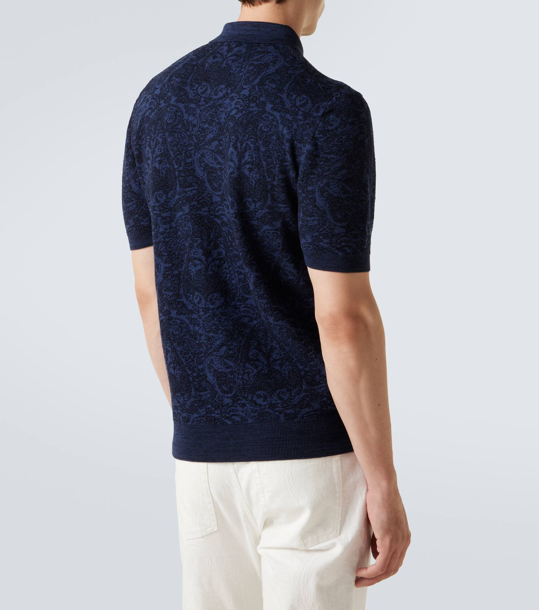 Cotton and wool-blend jacquard polo sweater - 4