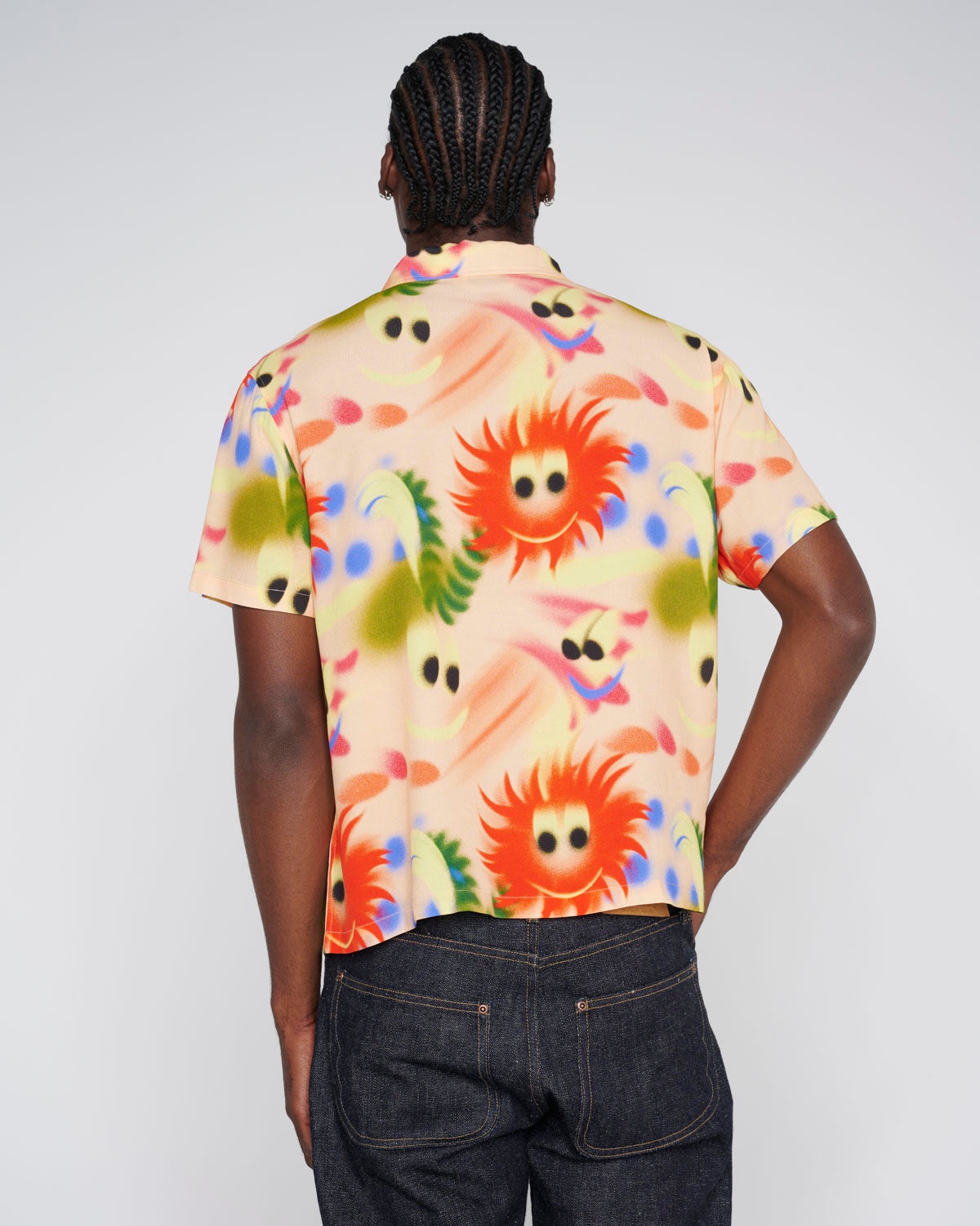 Fuzzy Friends Short Sleeve Button Up Shirt - Pink Multi - 5