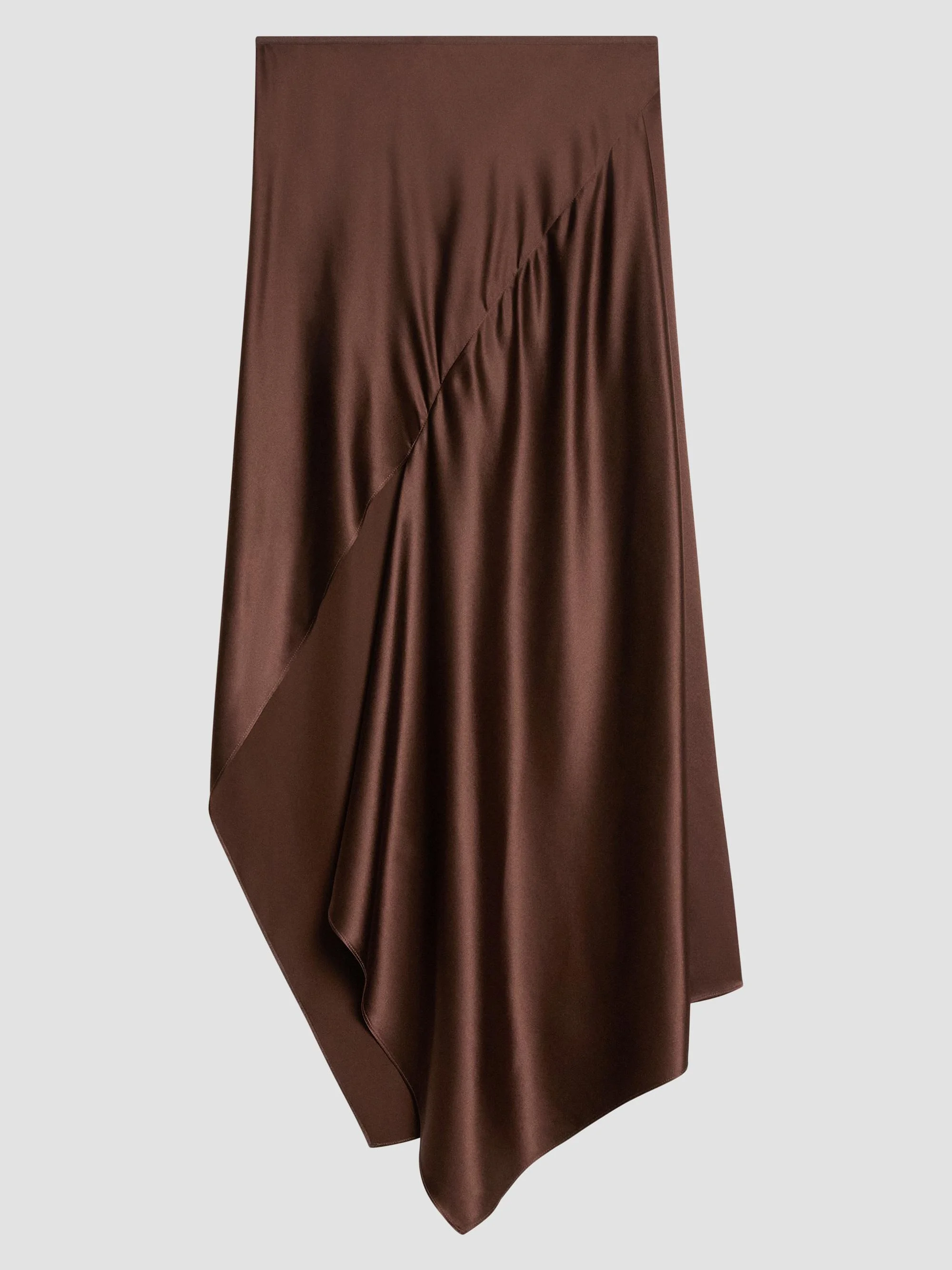 Women's Silk Satin Asymmetric Midi Skirt - Serra - 1