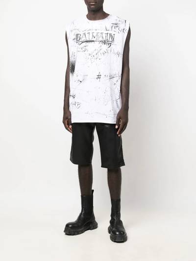 Balmain scribble logo-print tank top outlook