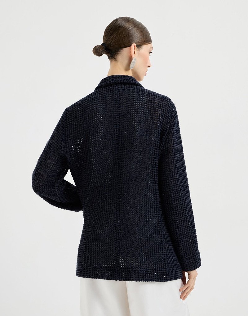 Cotton Diamond yarn net knit blazer 3