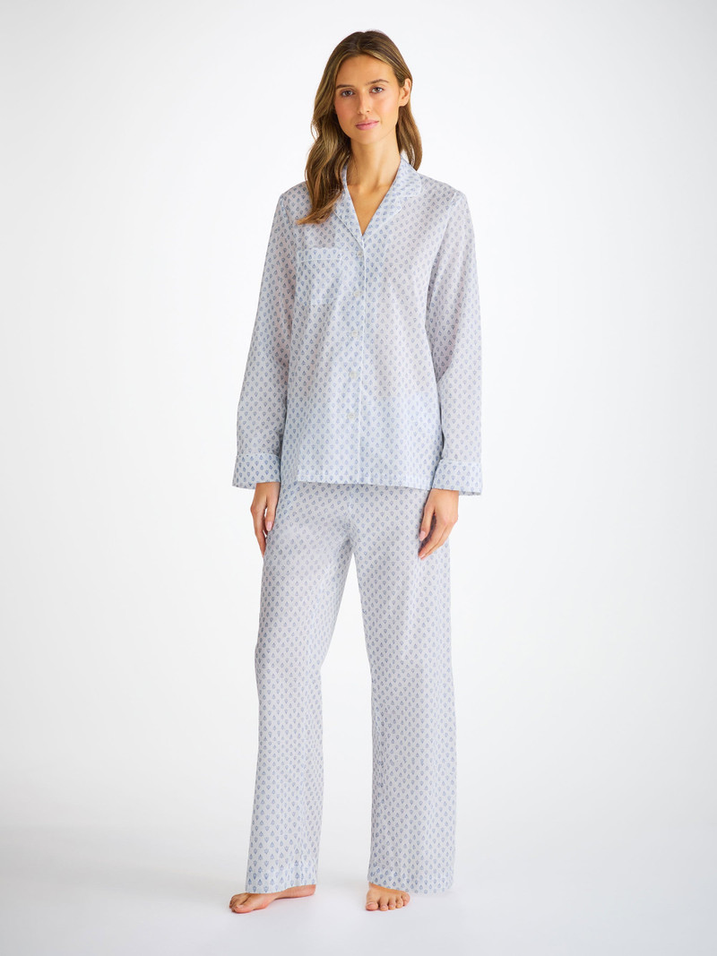 Women's Pajamas Cotton Batiste White Paisley Motif 3