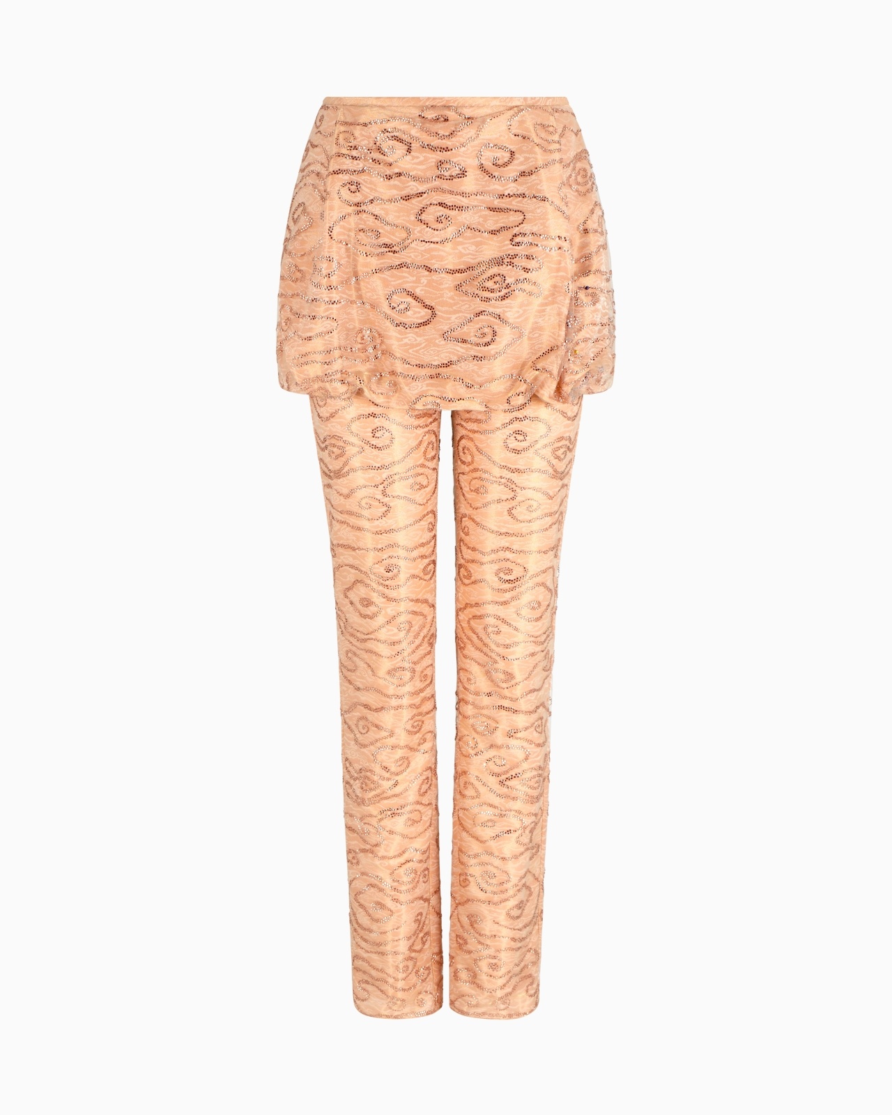 TROUSERS WITH EMBROIDERED SILK AND VISCOSE PANEL - 1