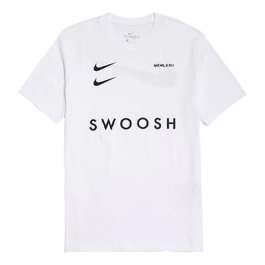 Nike Sportswear Swoosh Chest Sports Round Neck Short Sleeve White DH0030-100 - 1
