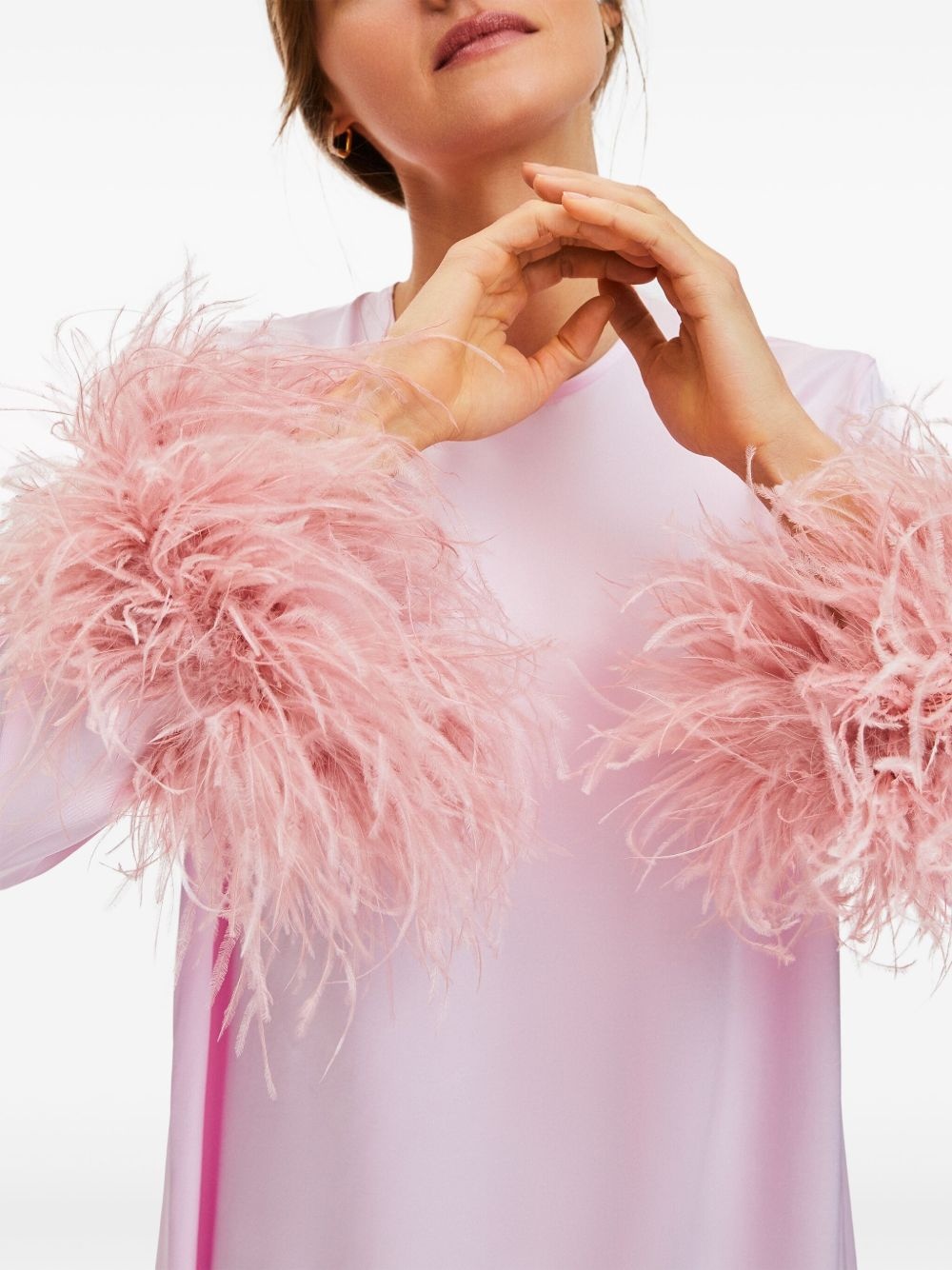 feather-trim dress - 9