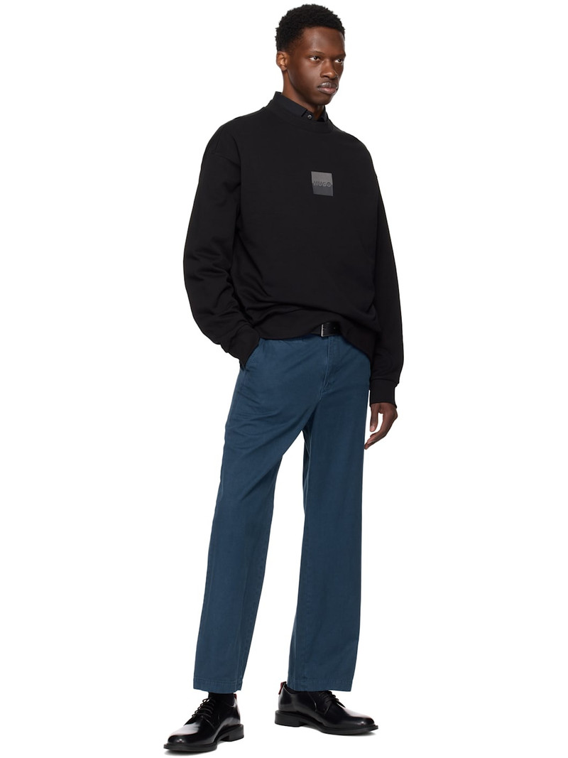 HUGO Black Cotton Terry Split Logo Sweatshirt outlook
