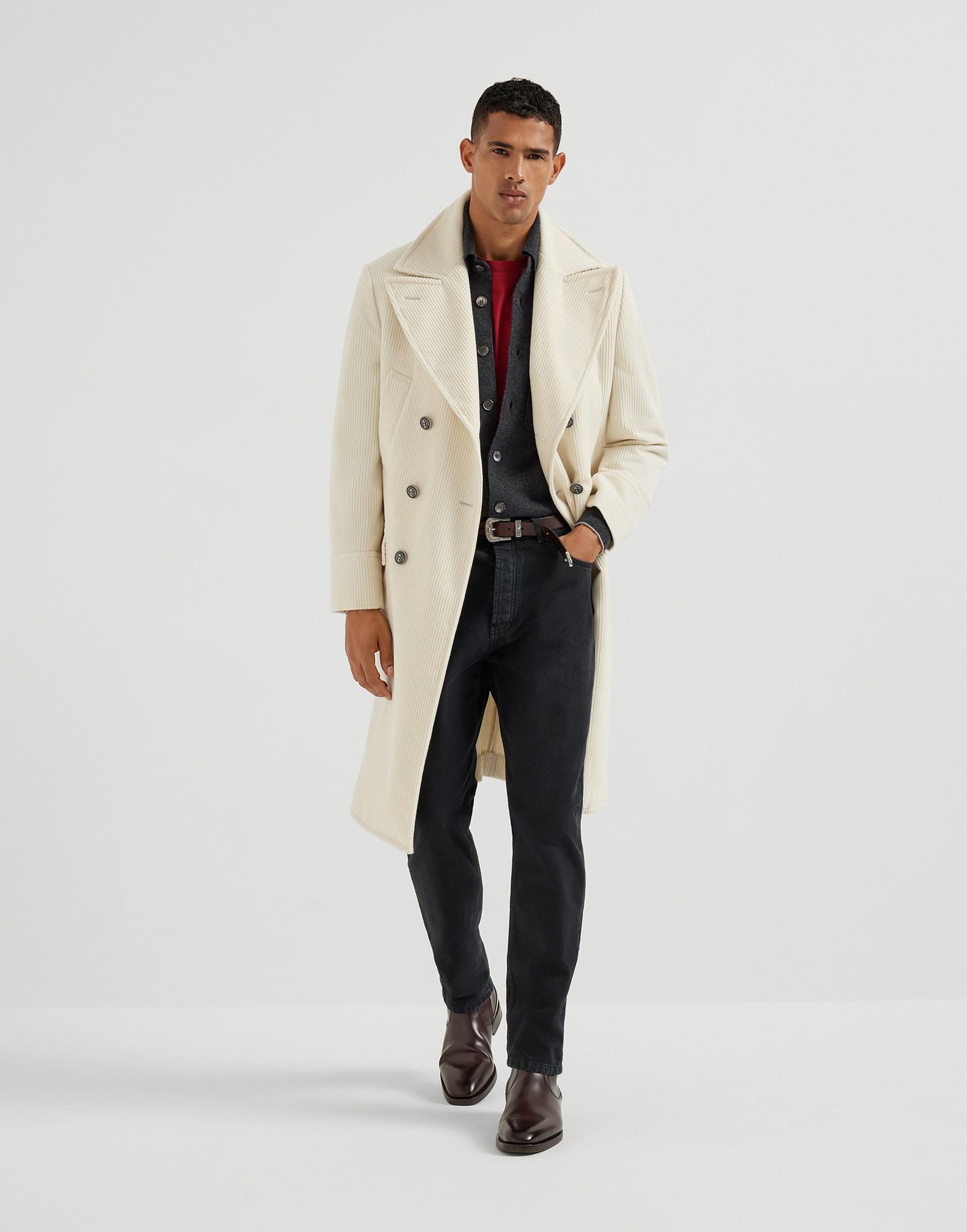 Cashmere shirt-style cardigan with chest pockets - 5