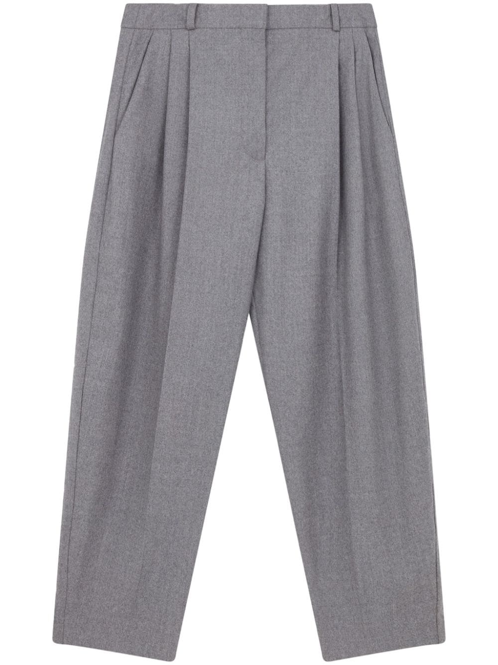flannel cropped pleated trousers - 1