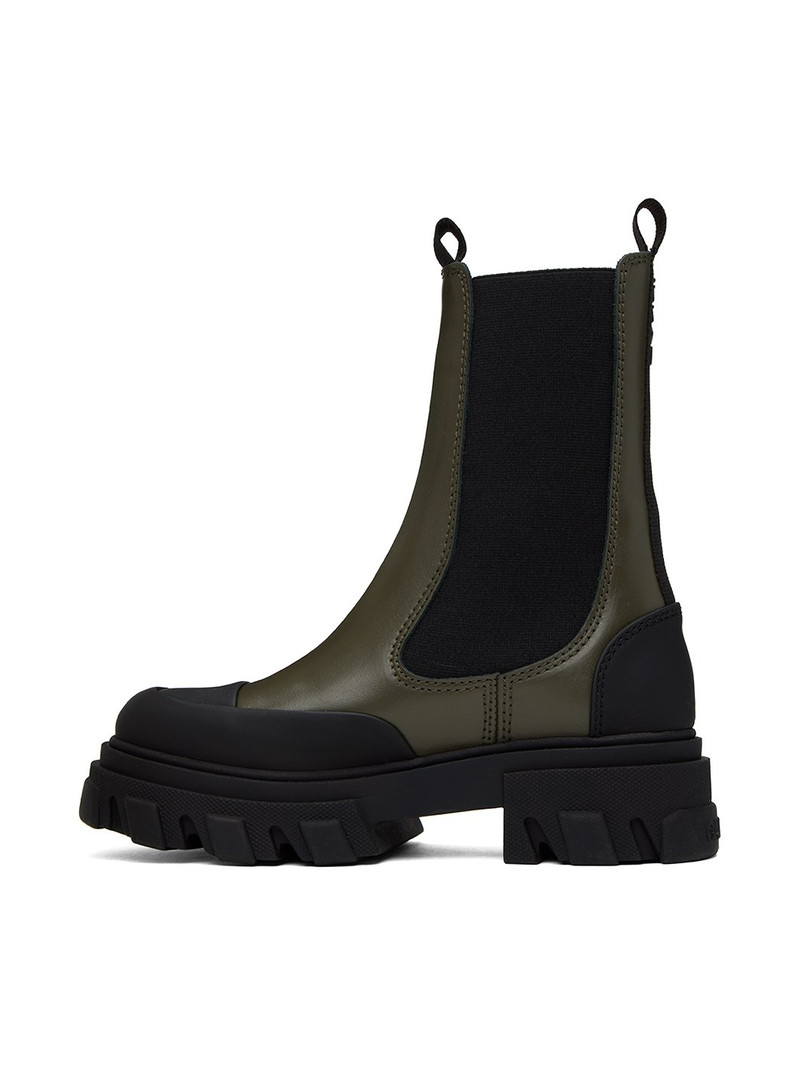 Green Leather Chelsea Boots 3