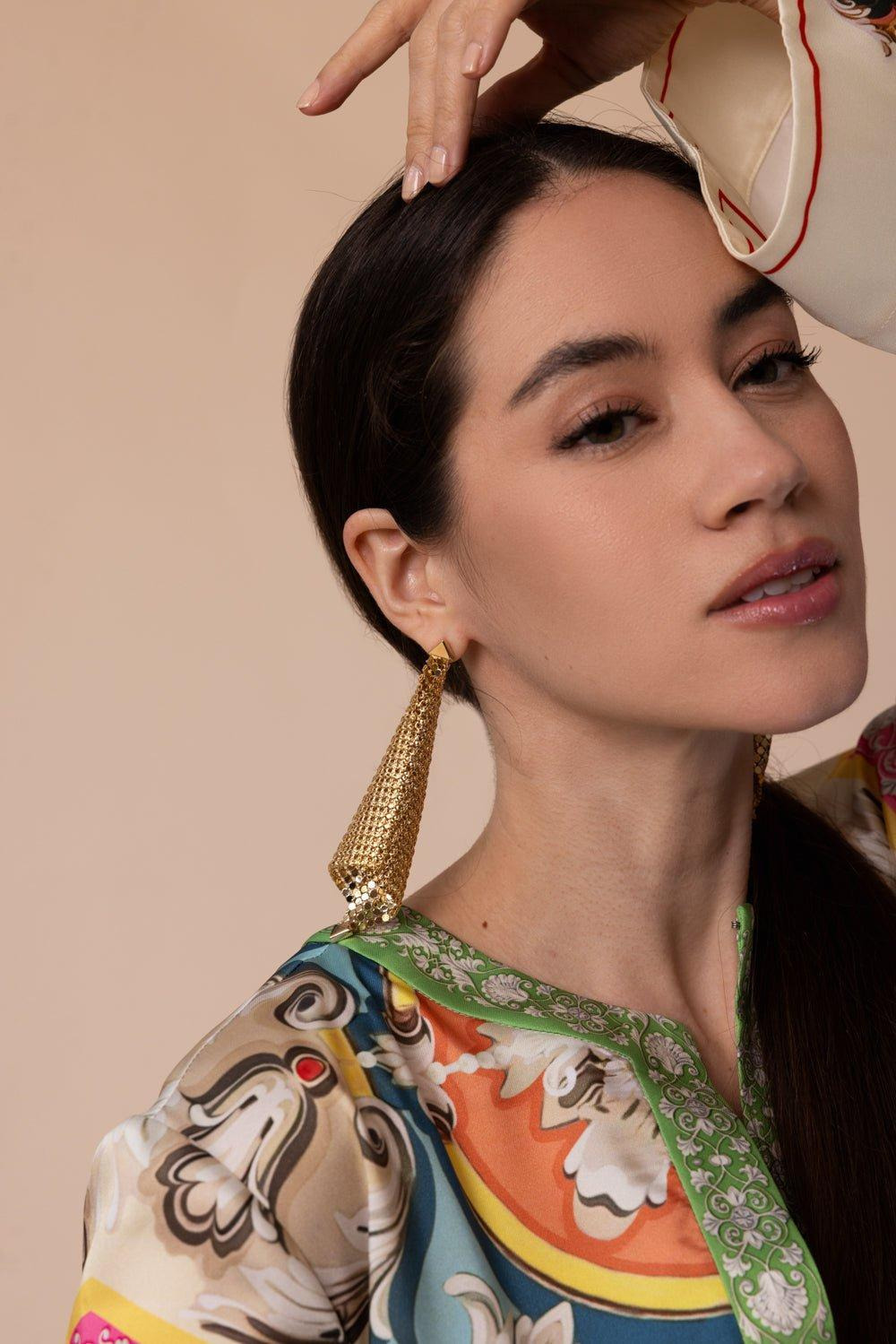 Chainmail Earrings - Gold - 3
