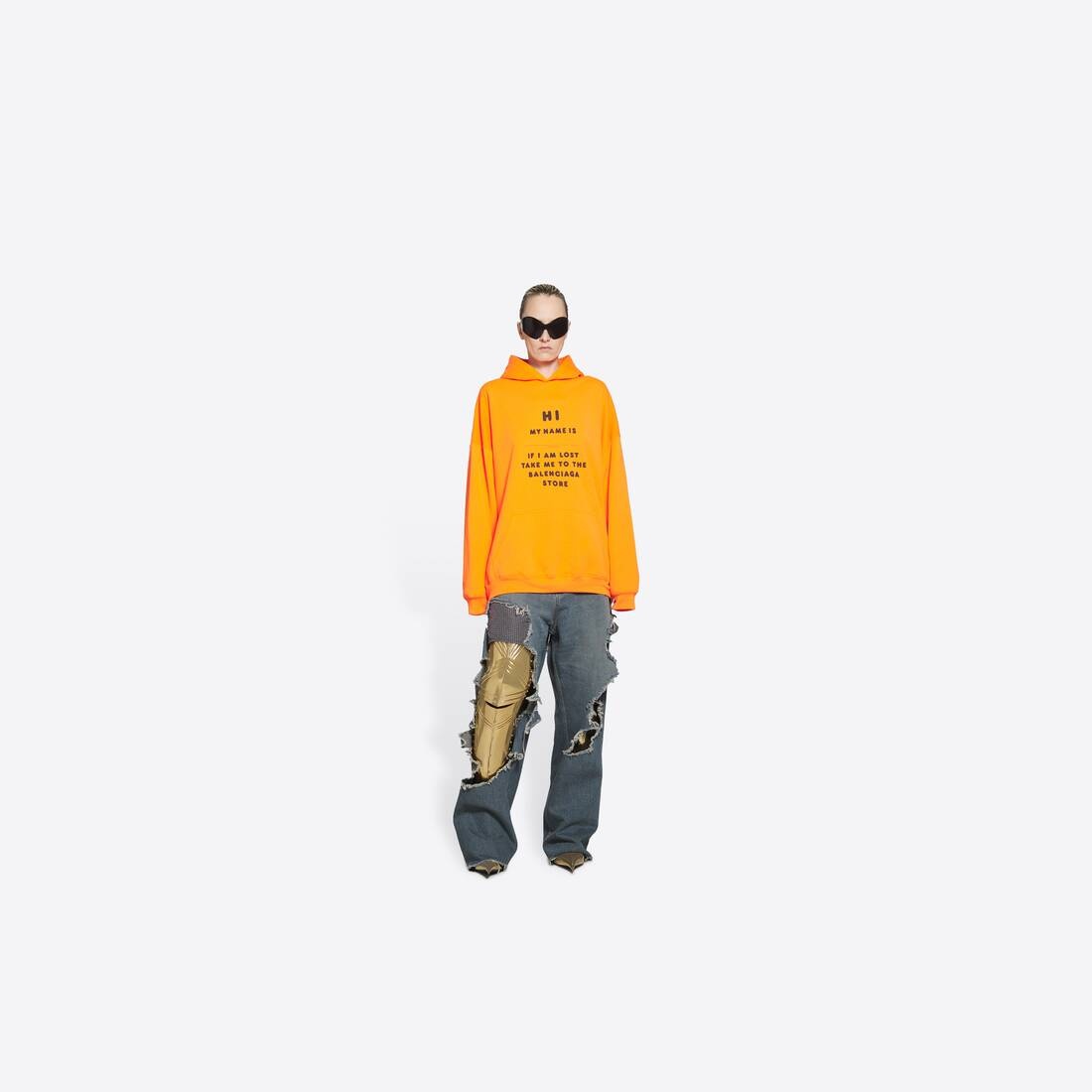 Hi My Name Is Boxy Hoodie in Orange - 6