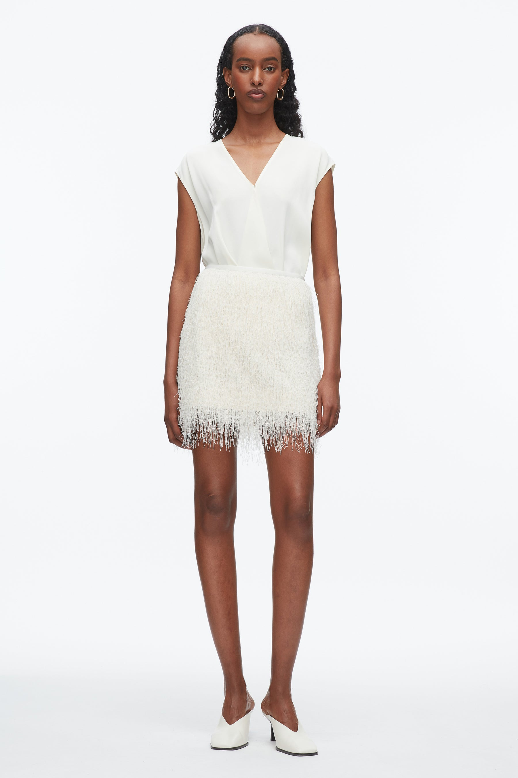 Fringe Mini Slip Skirt - 1