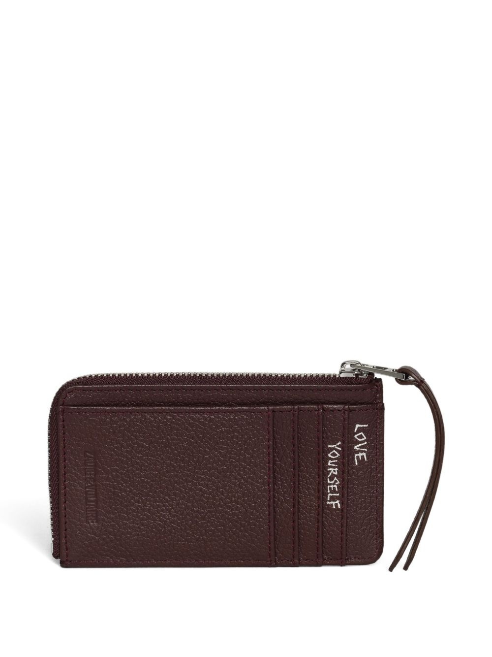 grained leather card holder - 2