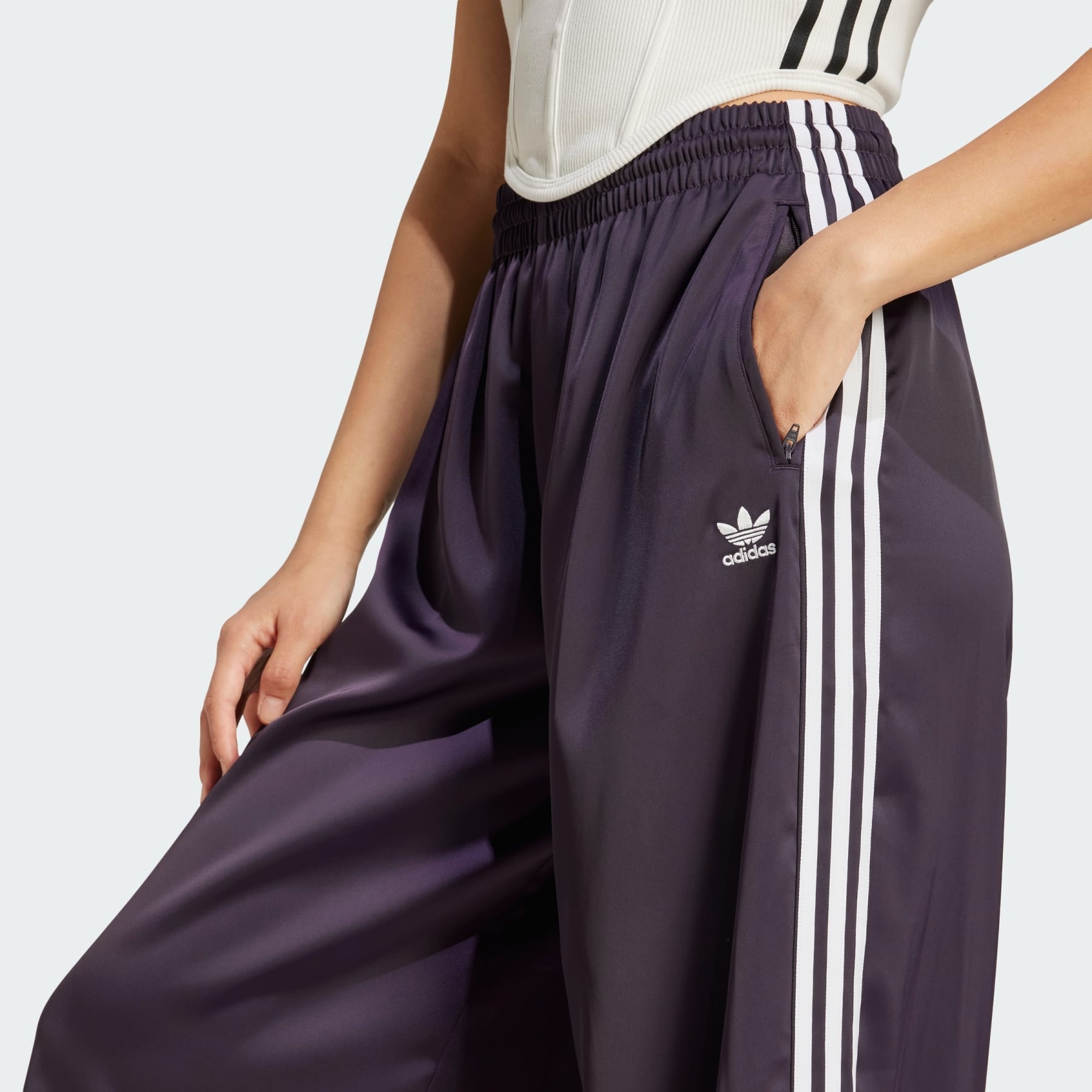 Adicolor Satin Wide Leg Track Pants - 5