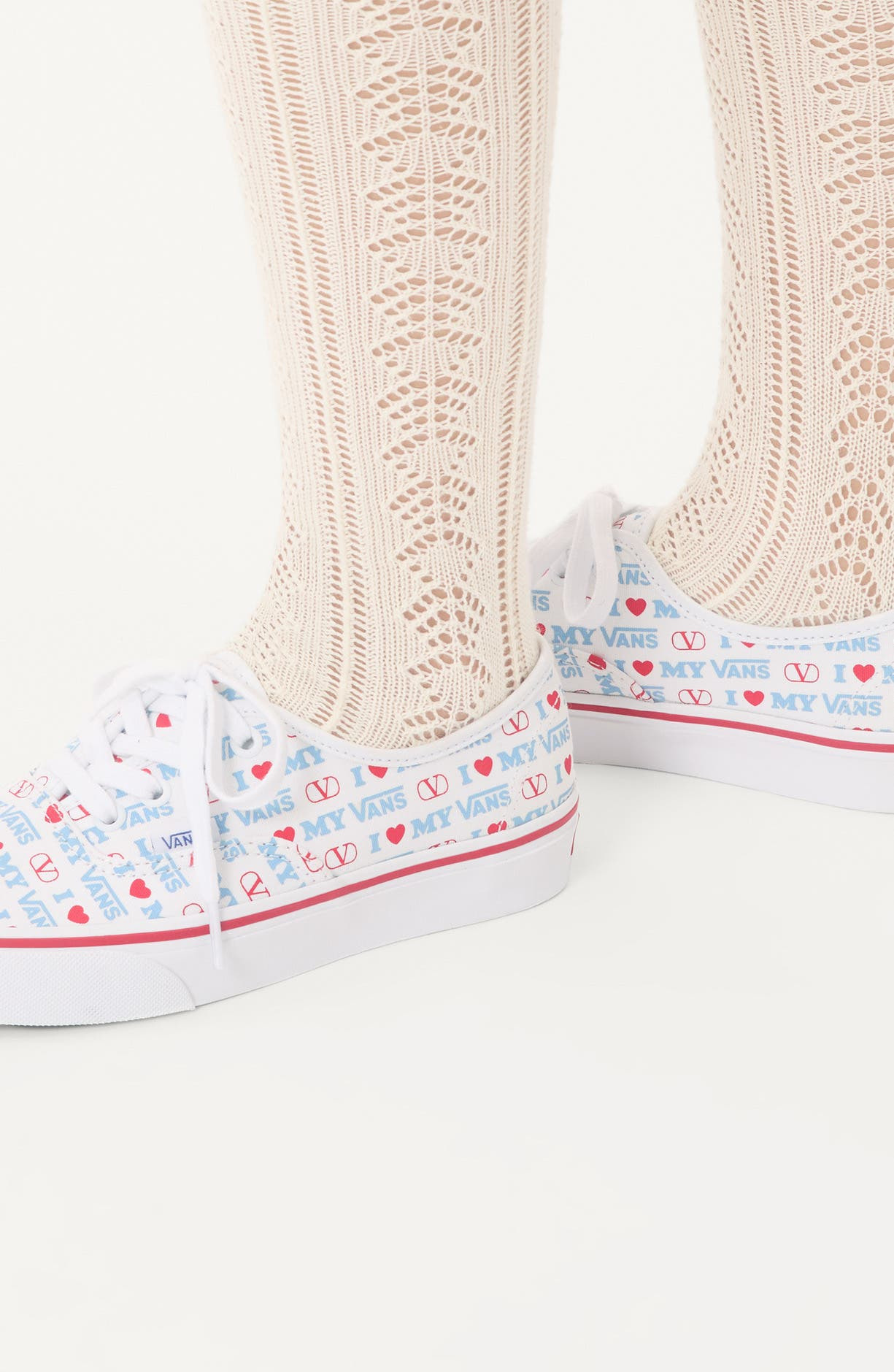 Valentino x Vans Authentic Low Top Sneaker in Bianco/Rouge/Atlantique at Nordstrom - 2