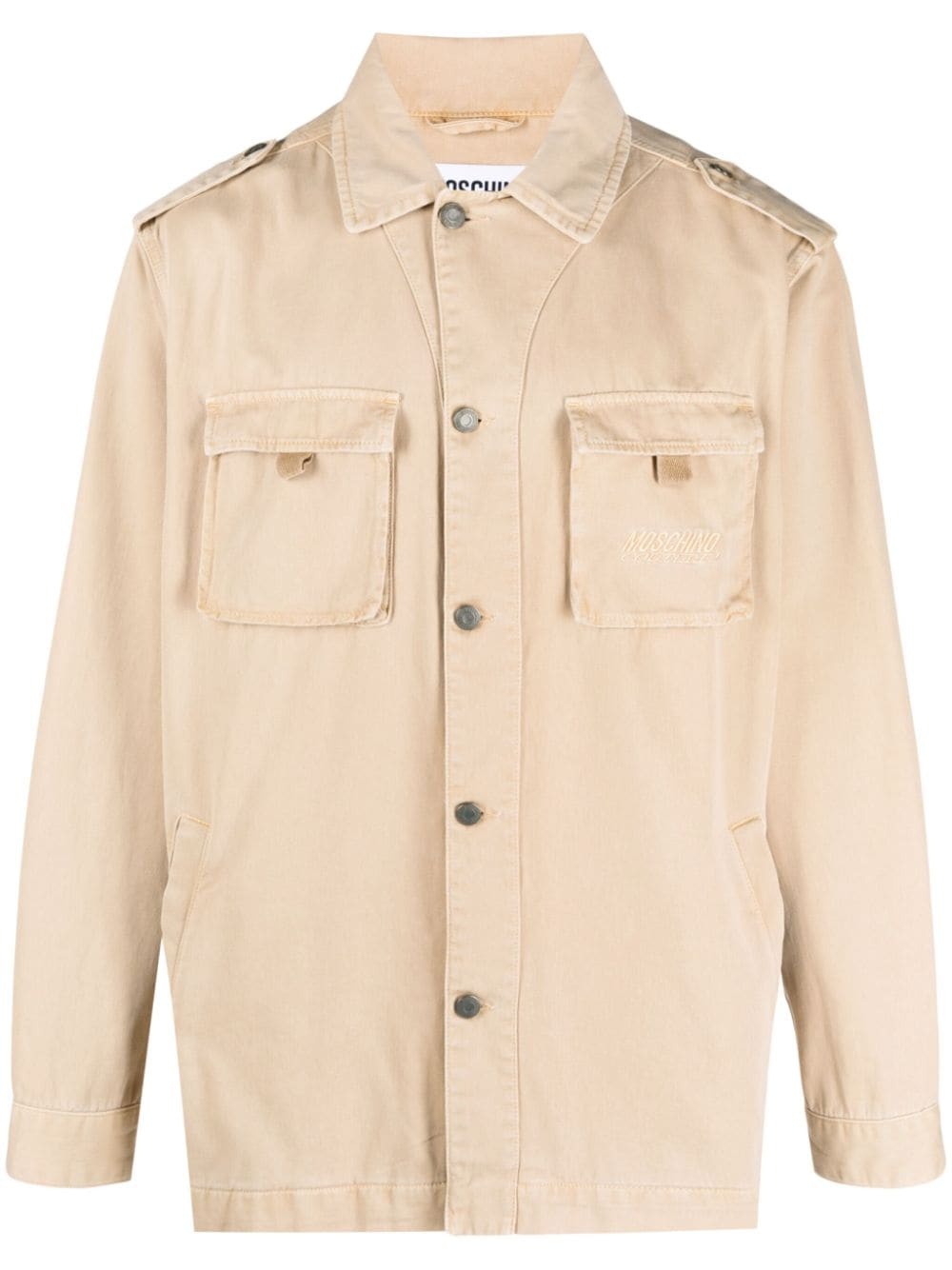 cargo pocket cotton shirt jacket - 1