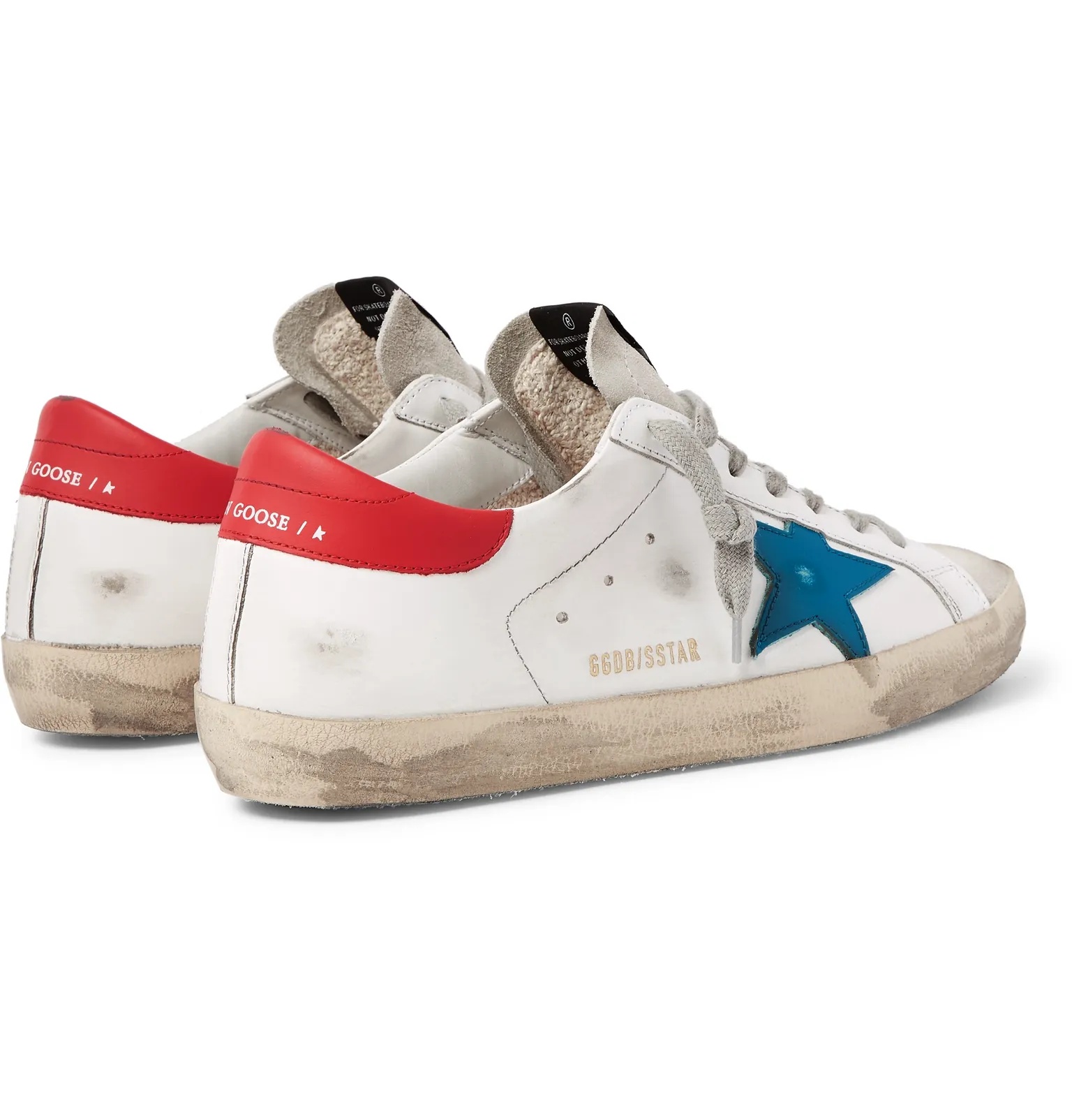 Superstar Distressed Leather and Suede Sneakers - 22