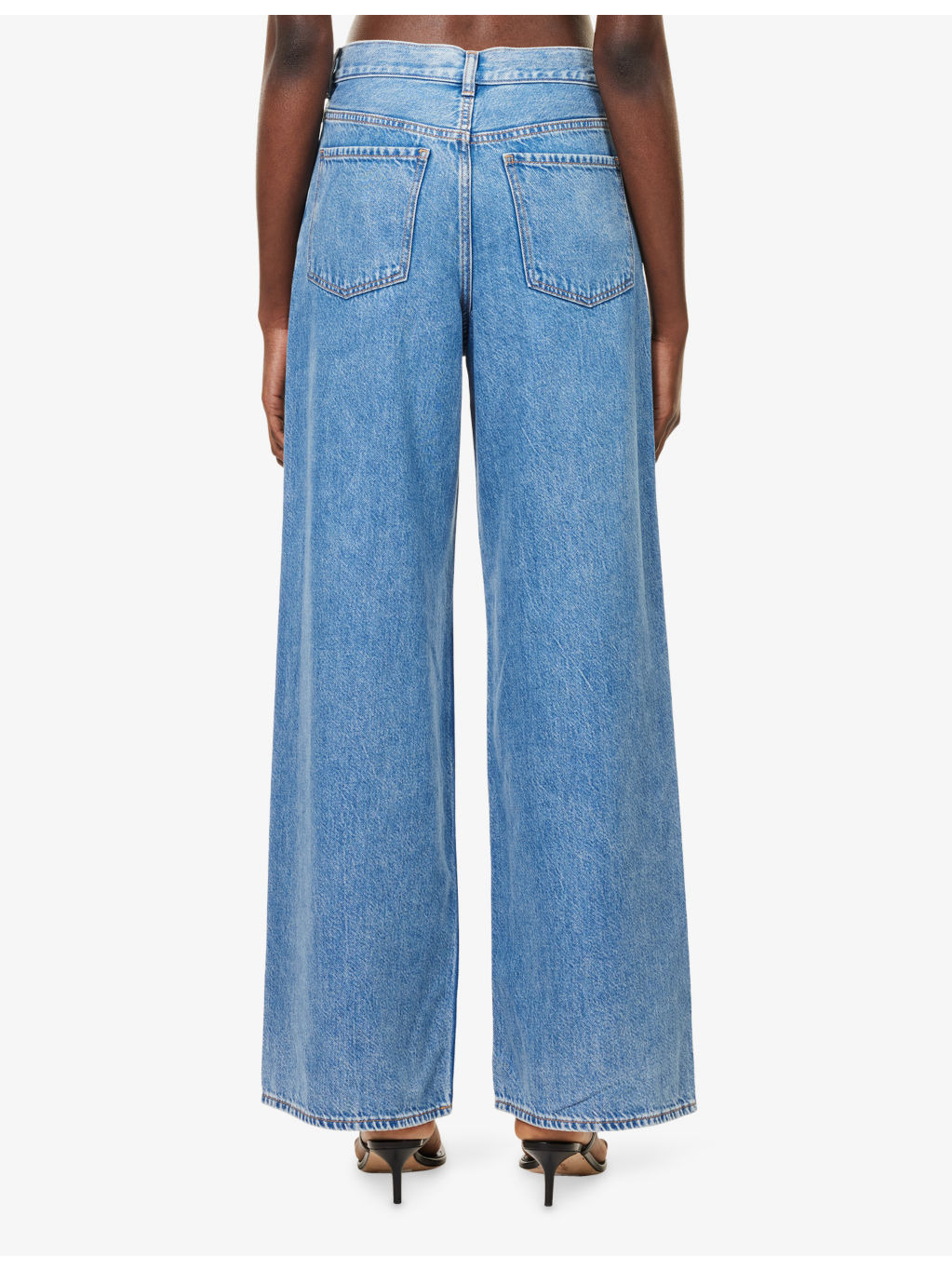 Ice Blue Wide-Leg Denim-Blend Jeans - 4