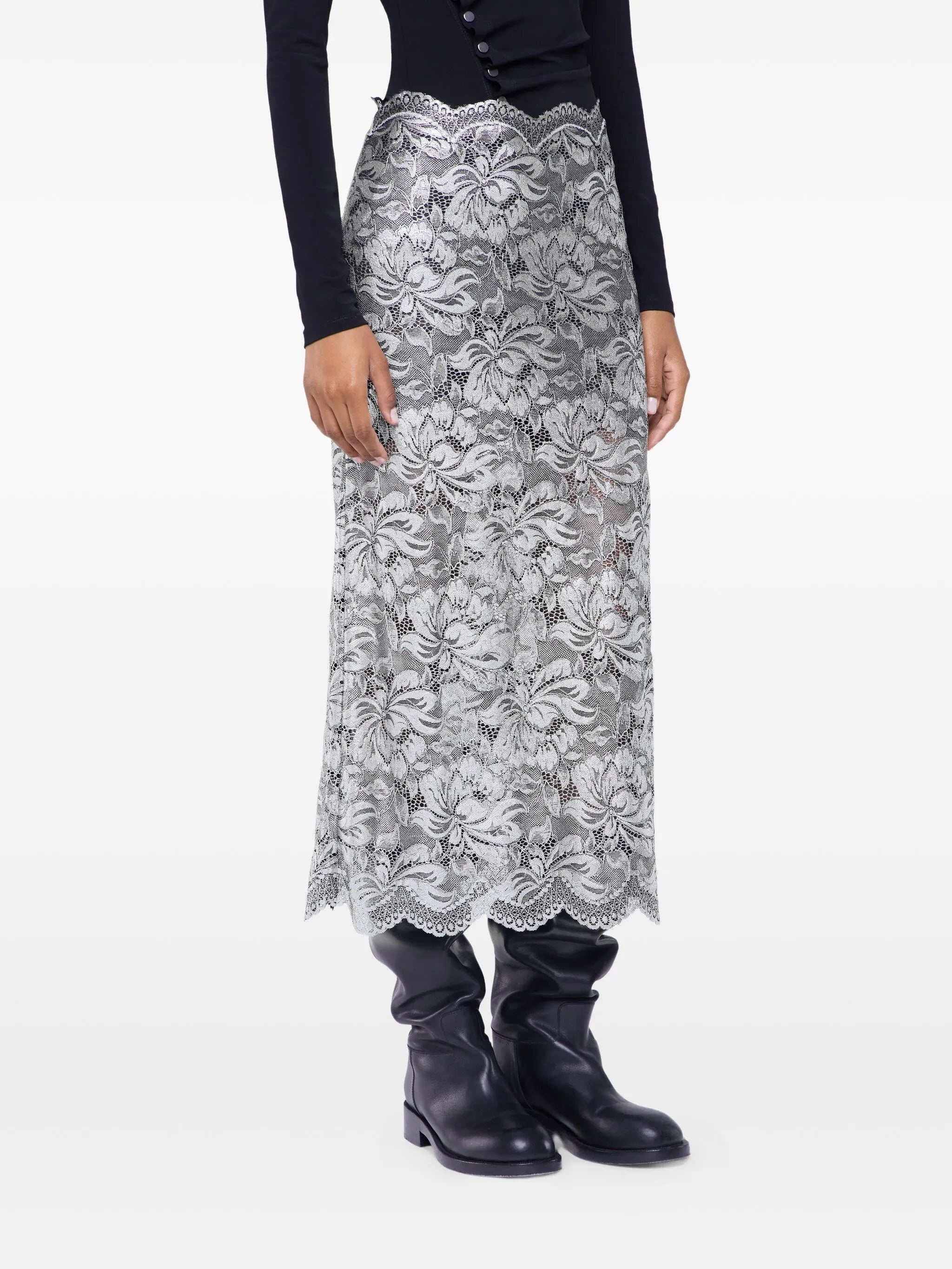 Rabanne Floral-lace Midi Skirt - 3