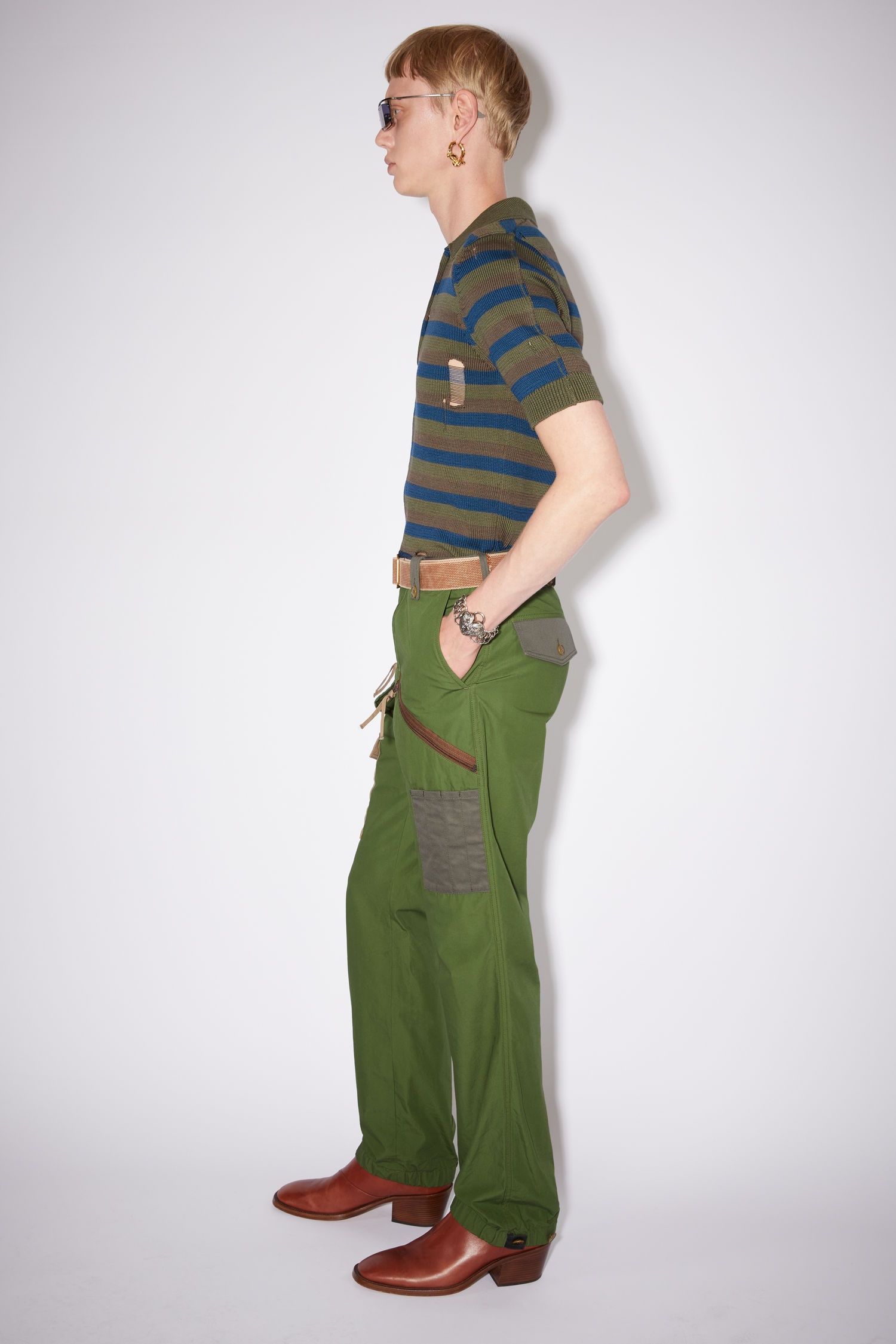 Slim combat trousers - Hunter green/olive green - 4