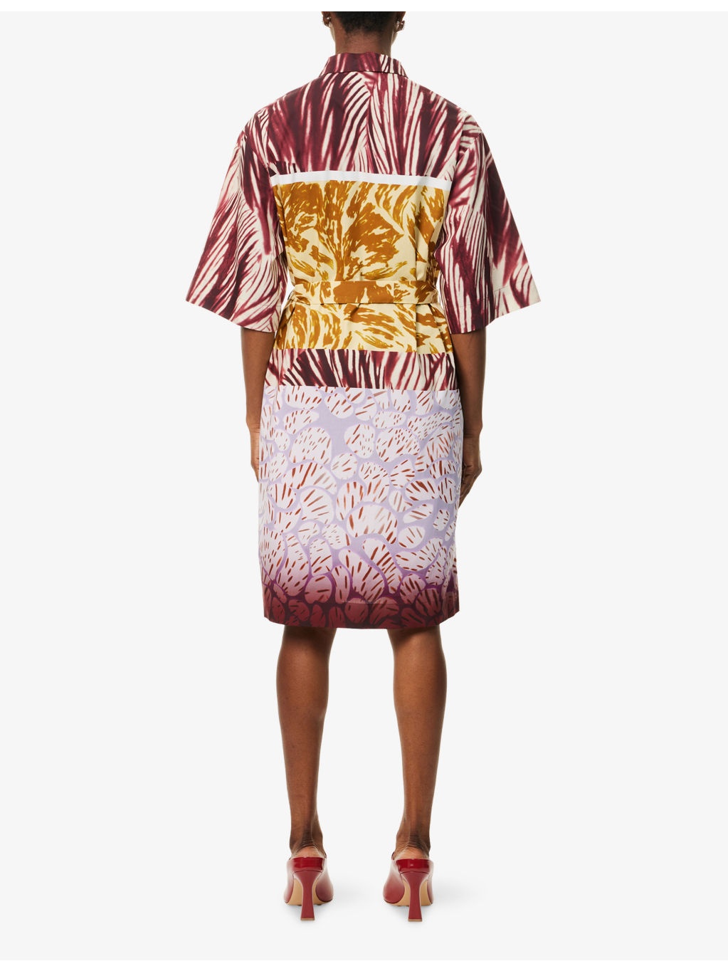 Abstract-Print Belted Cotton-Poplin Midi Dress - 4