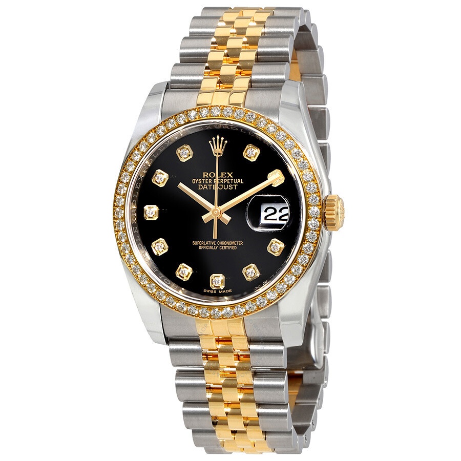 Rolex Oyster Perpetual Datejust 36 Black Dial Stainless Steel and 18K Yellow Gold Jubilee Bracelet A - 1