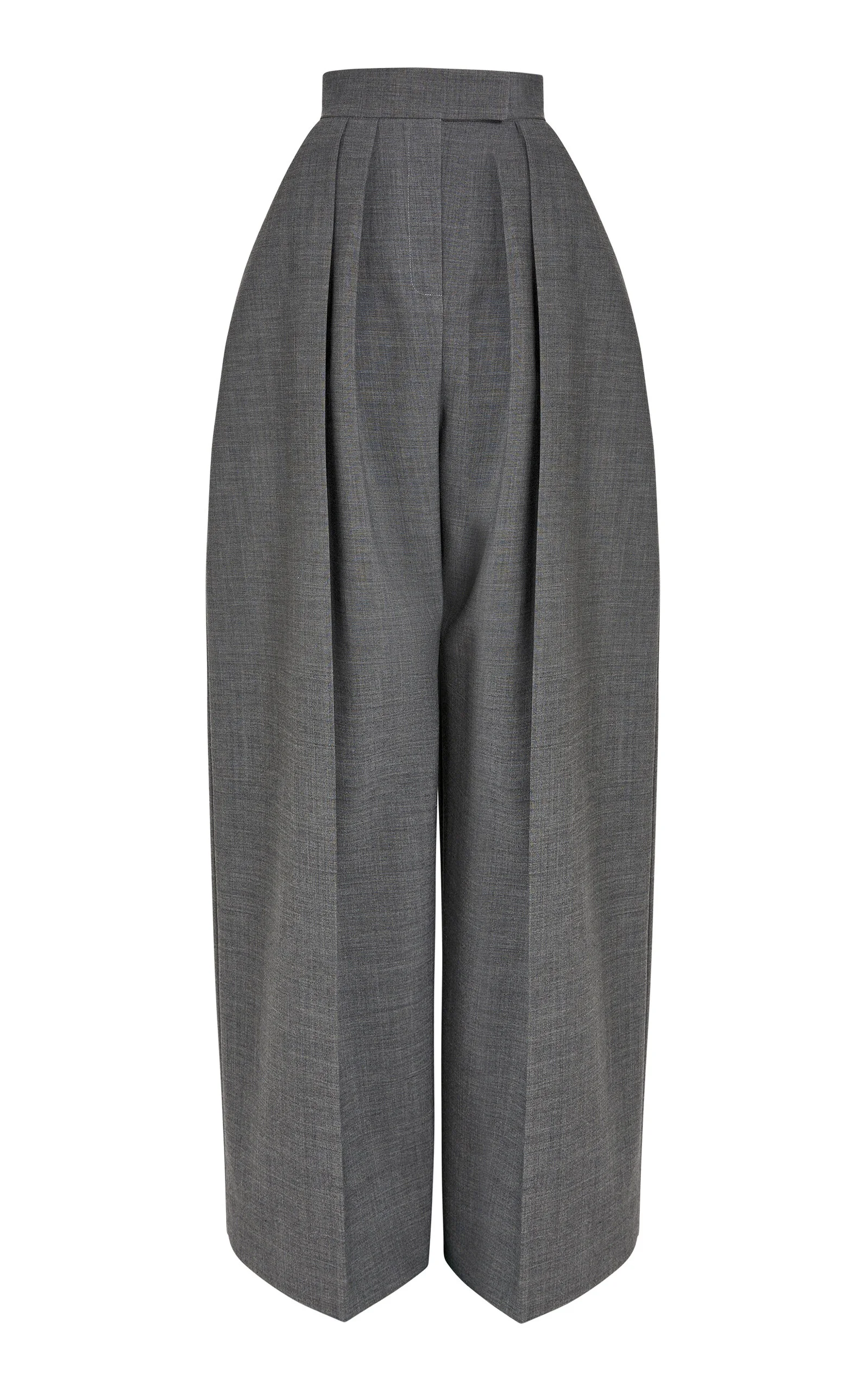 Wool-Blend Rounded Tailored Trousers grey - 1