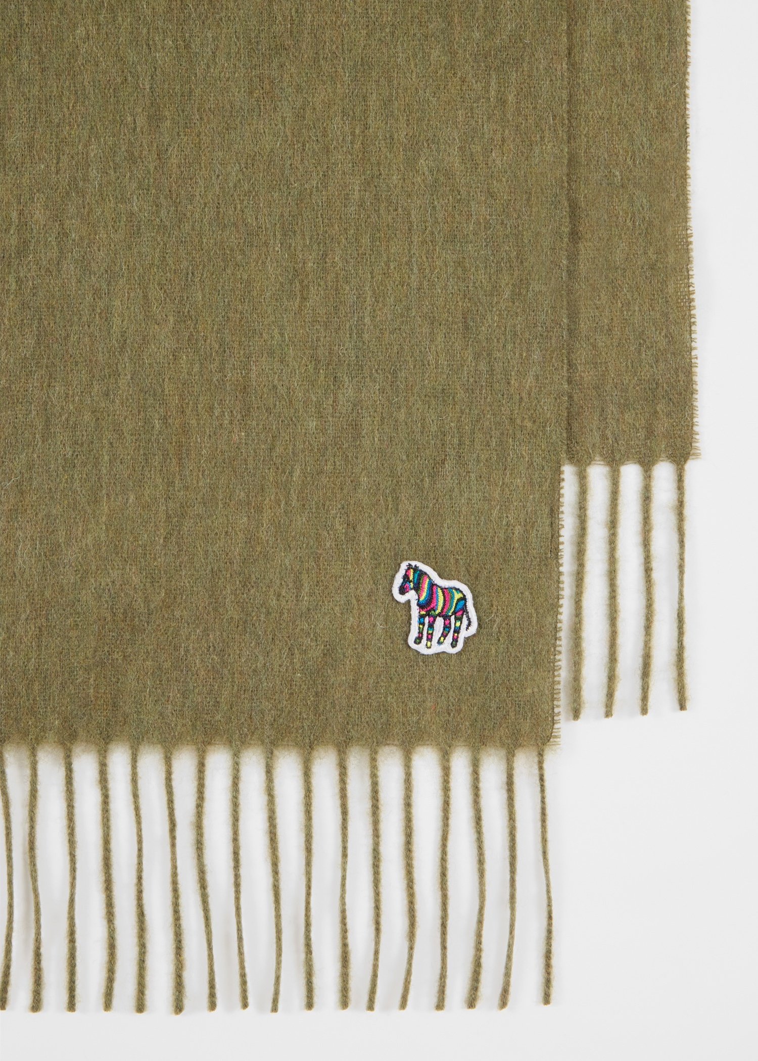 Green Lambswool Zebra Scarf - 2