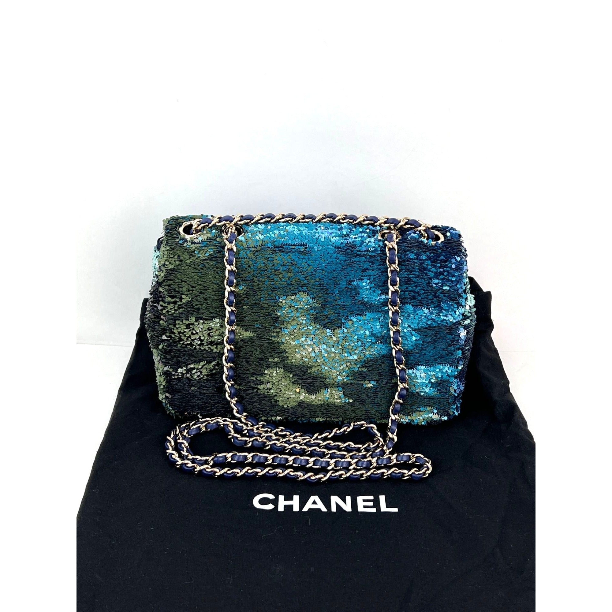 Chanel Shaded Sequins Mini Flap Green, Blue, black Shoulder Bag - 2