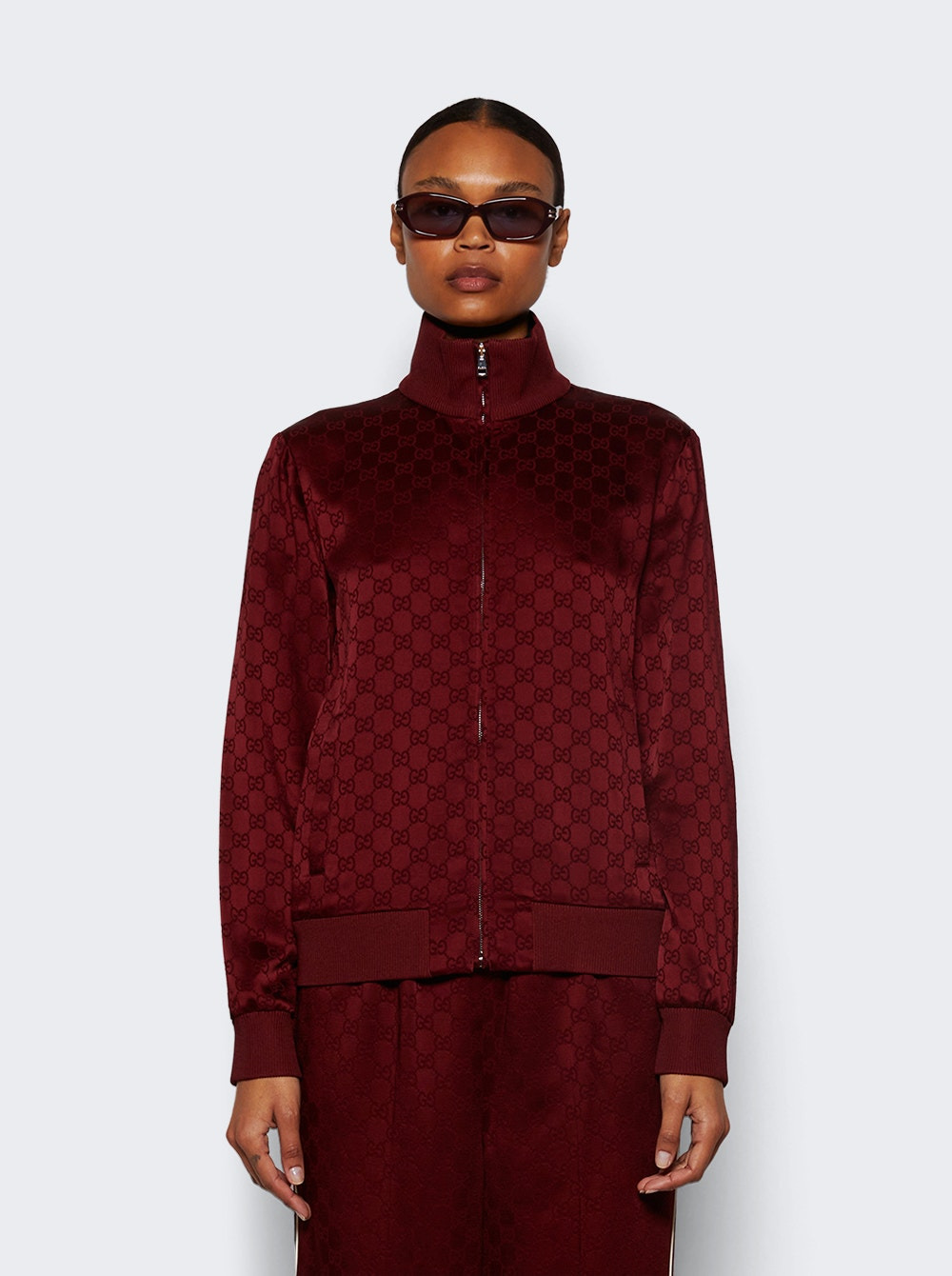 Gg Jacquard Zip Jacket Red - 3