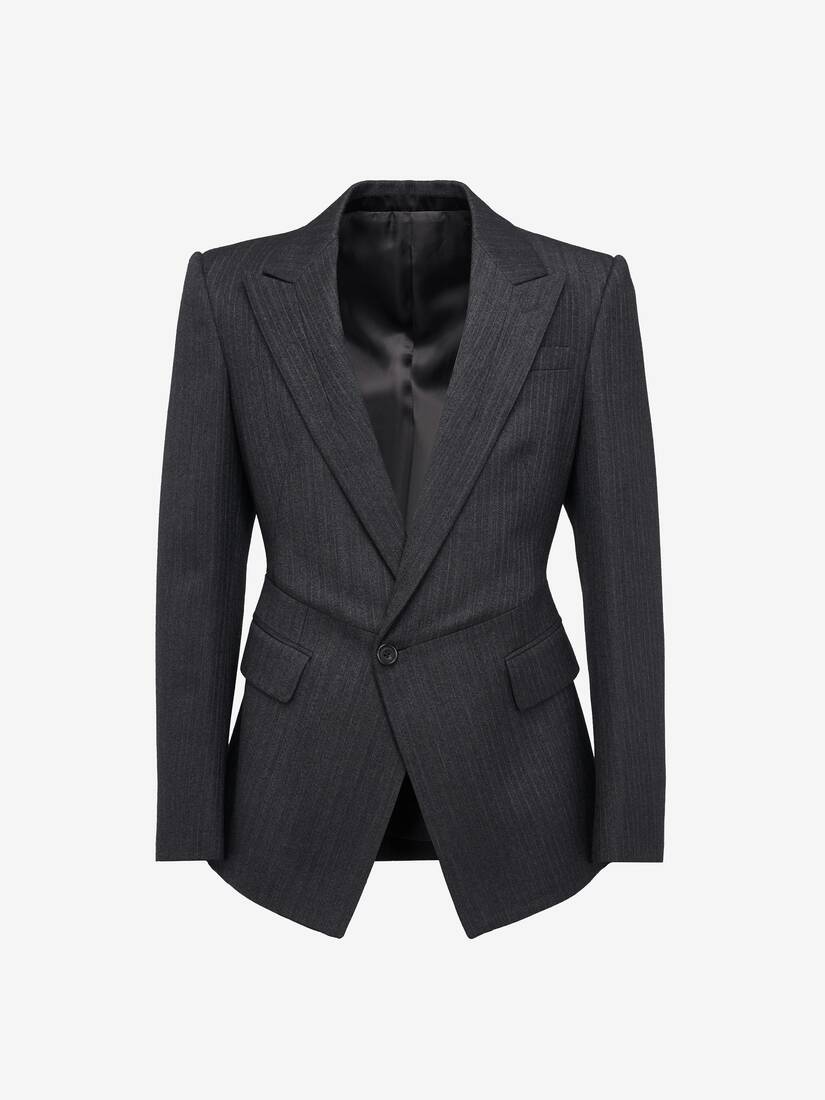 Men's Twisted Waist Single-breasted Jacket in Charcoal - 1