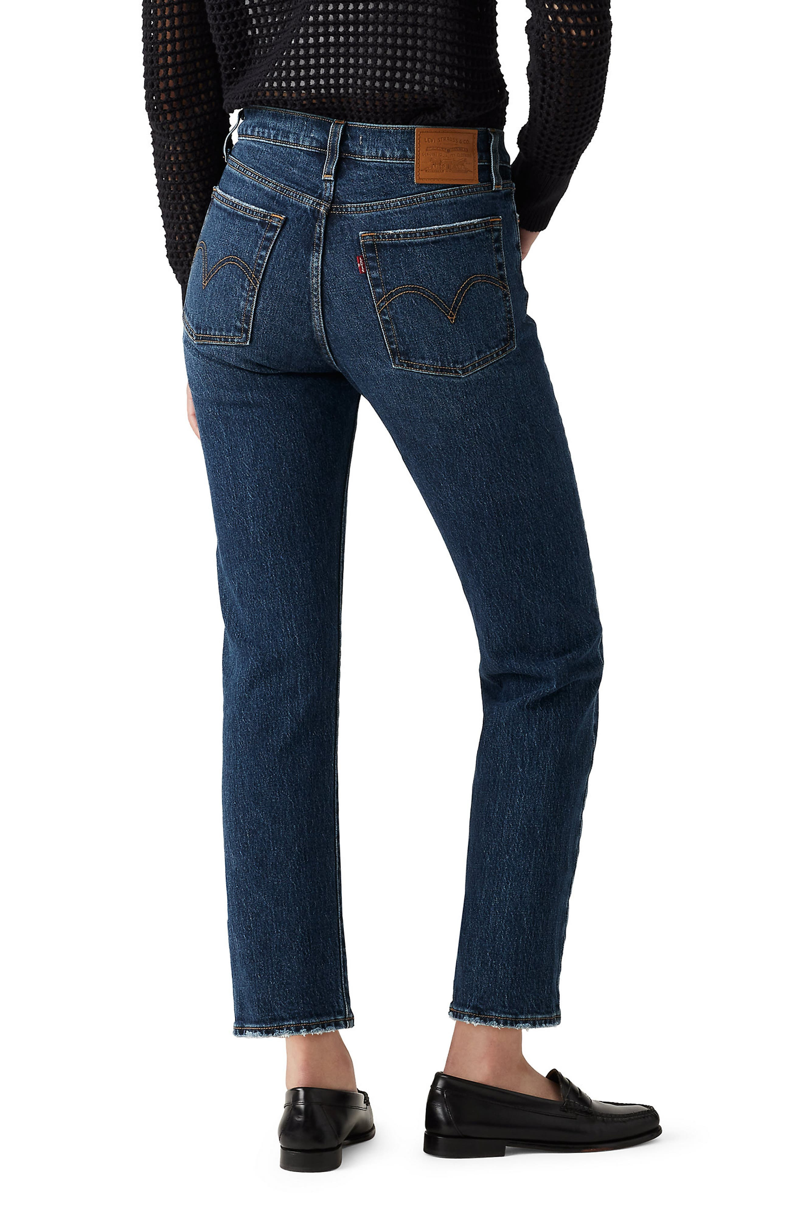 levi's Wedgie High Waist Crop Straight Leg Jeans in Indifferent Indigo at Nordstrom - 2