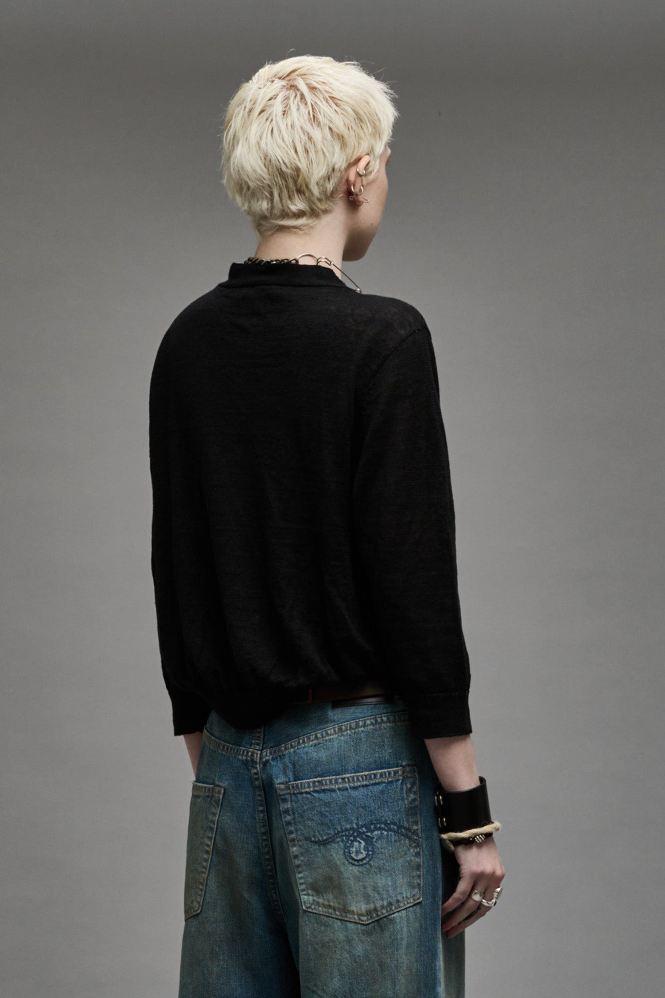 BALLOON CARDIGAN - BLACK - 6