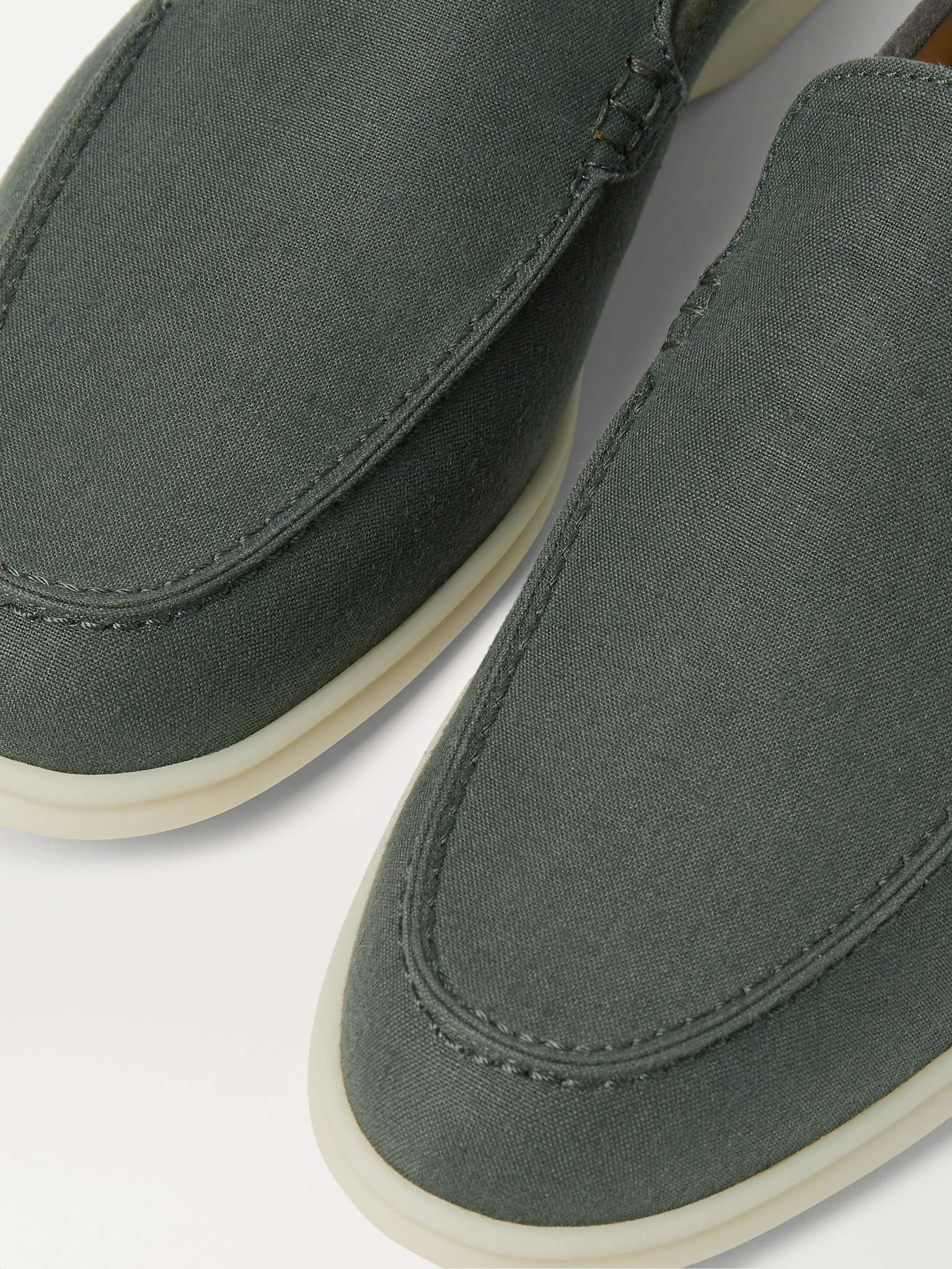 Summer Walk Suede-Trimmed Linen Loafers - 6