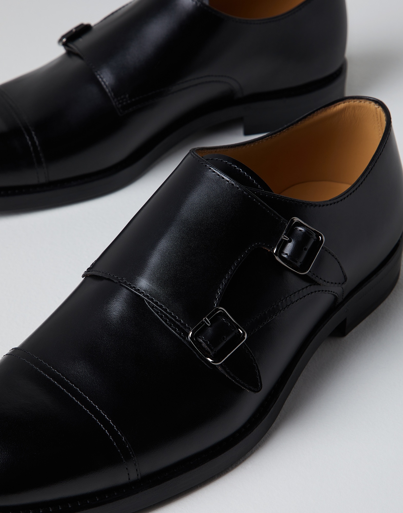 Double monk strap cap toe shoes in smart calfskin - 4