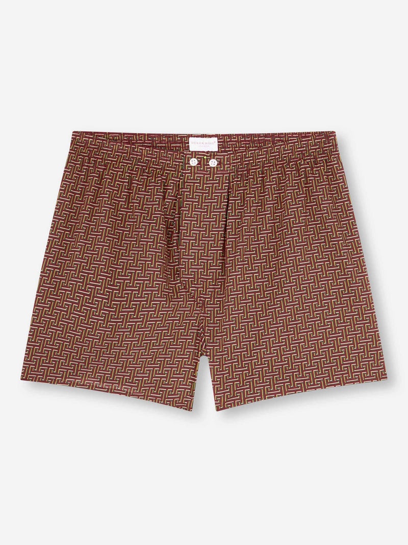 Men's Classic Fit Boxers Ledbury 72 Cotton Batiste Burgundy - 1