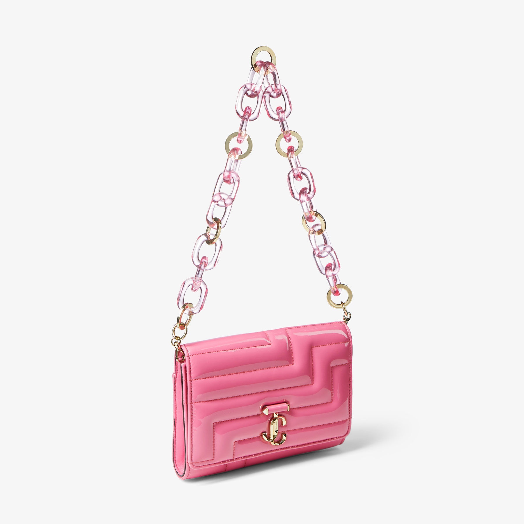 Varenne Avenue Clutch
Candy Pink Quilted Patent Clutch with Plexi Strap - 7