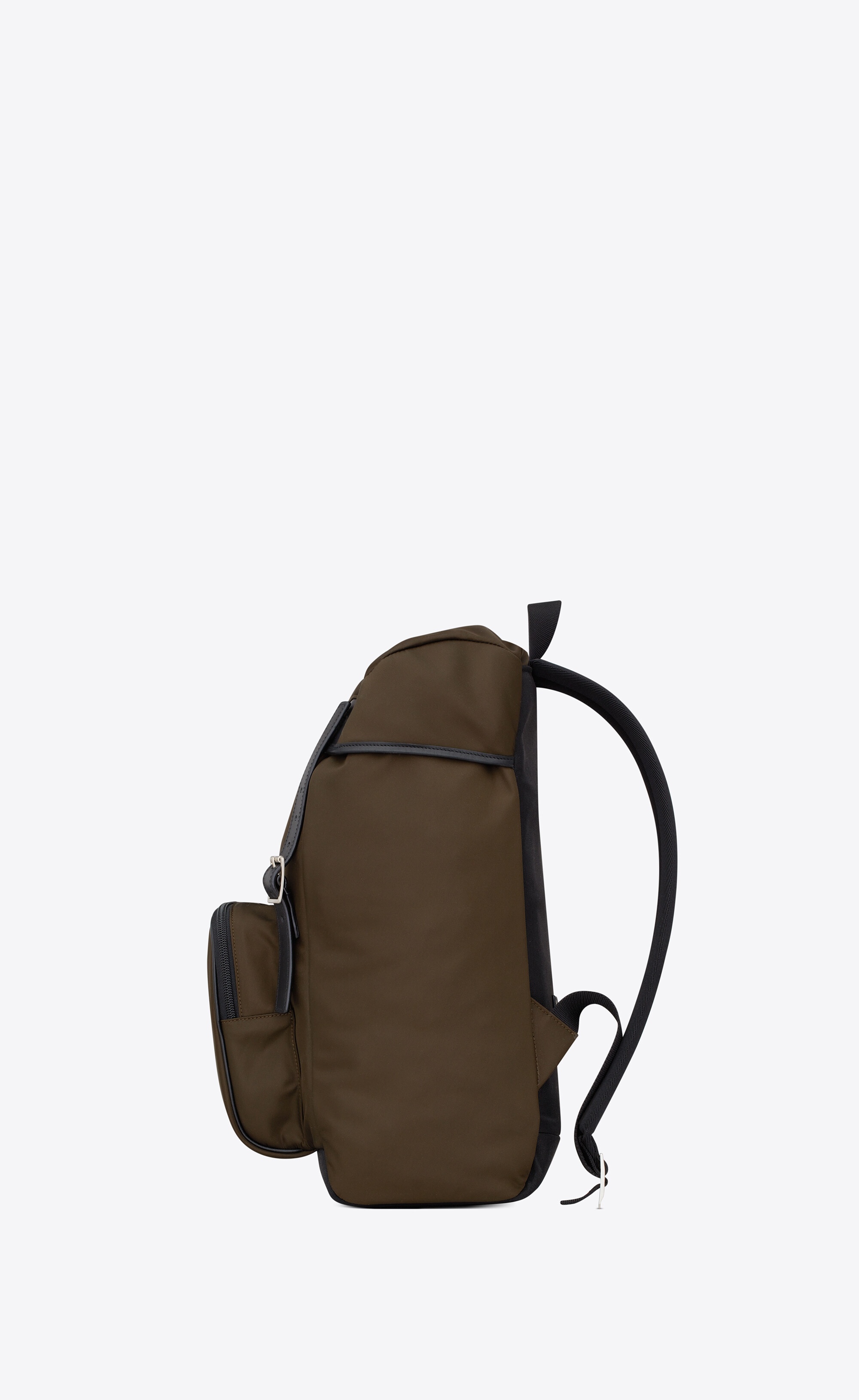 city flap backpack in econyl®, smooth leather and nylon - 3