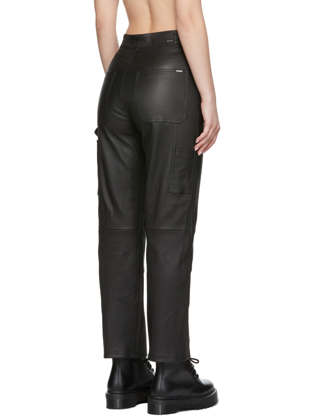 Black Carpenter Leather Pants - 3