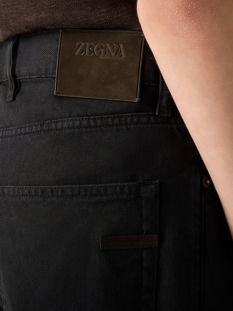 ZEGNA NAVY BLUE STRETCH COTTON AND LINEN ROCCIA PANTS outlook