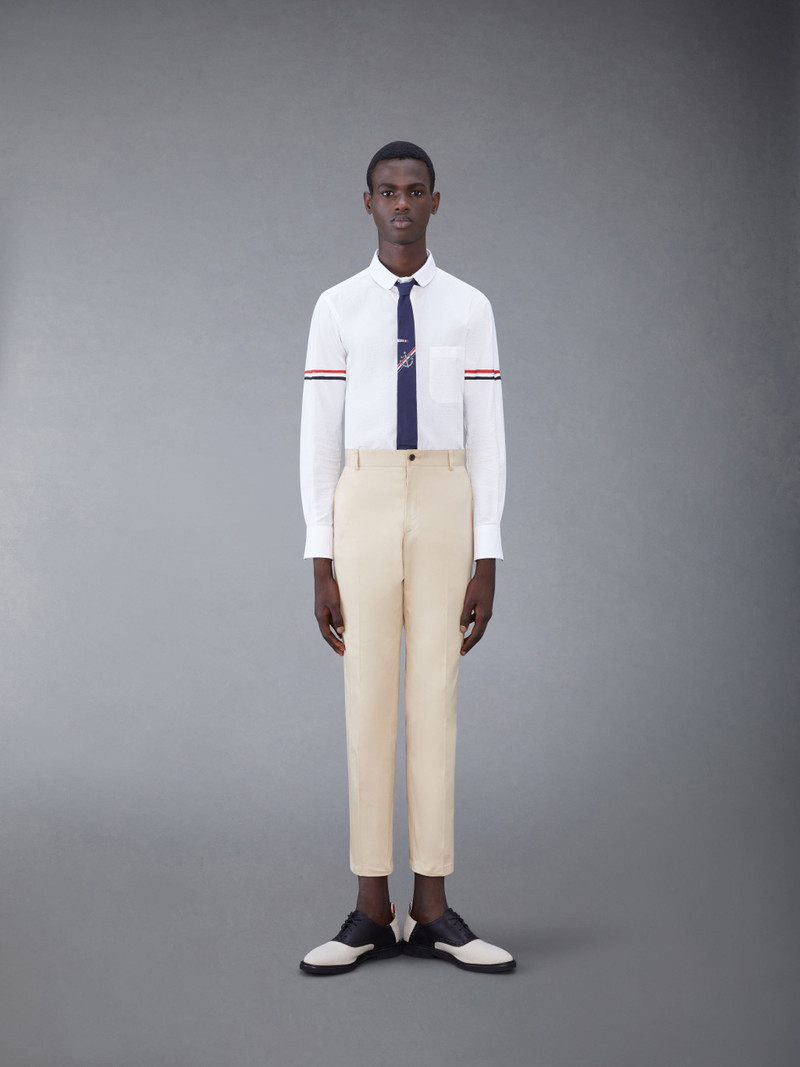 armband-detail seersucker cotton shirt 4