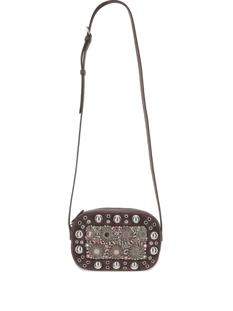 mirror-embellished stud-detailed shoulder bag 1