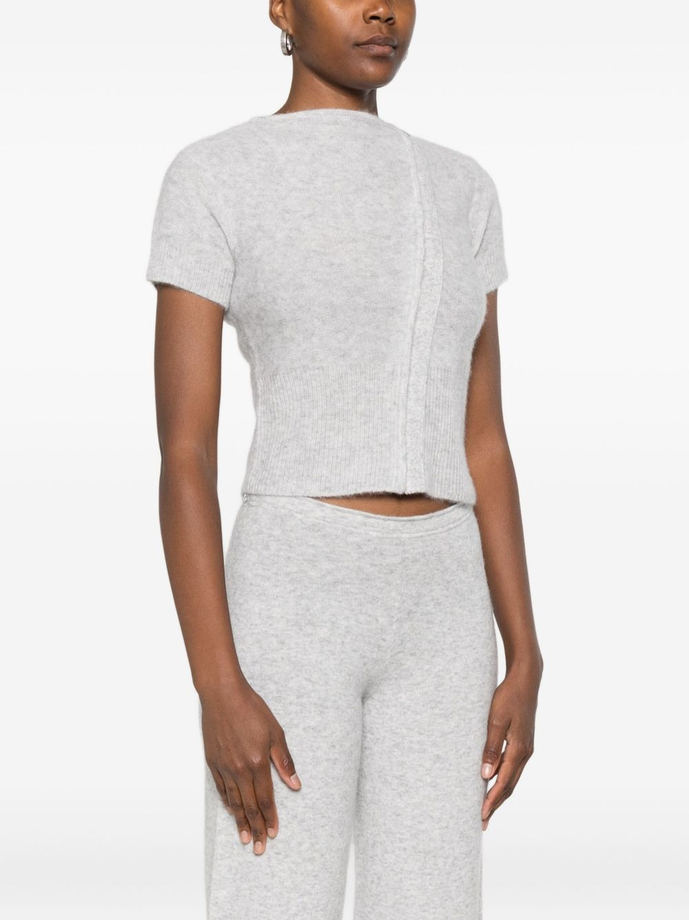 zip-up knitted T-shirt - 3