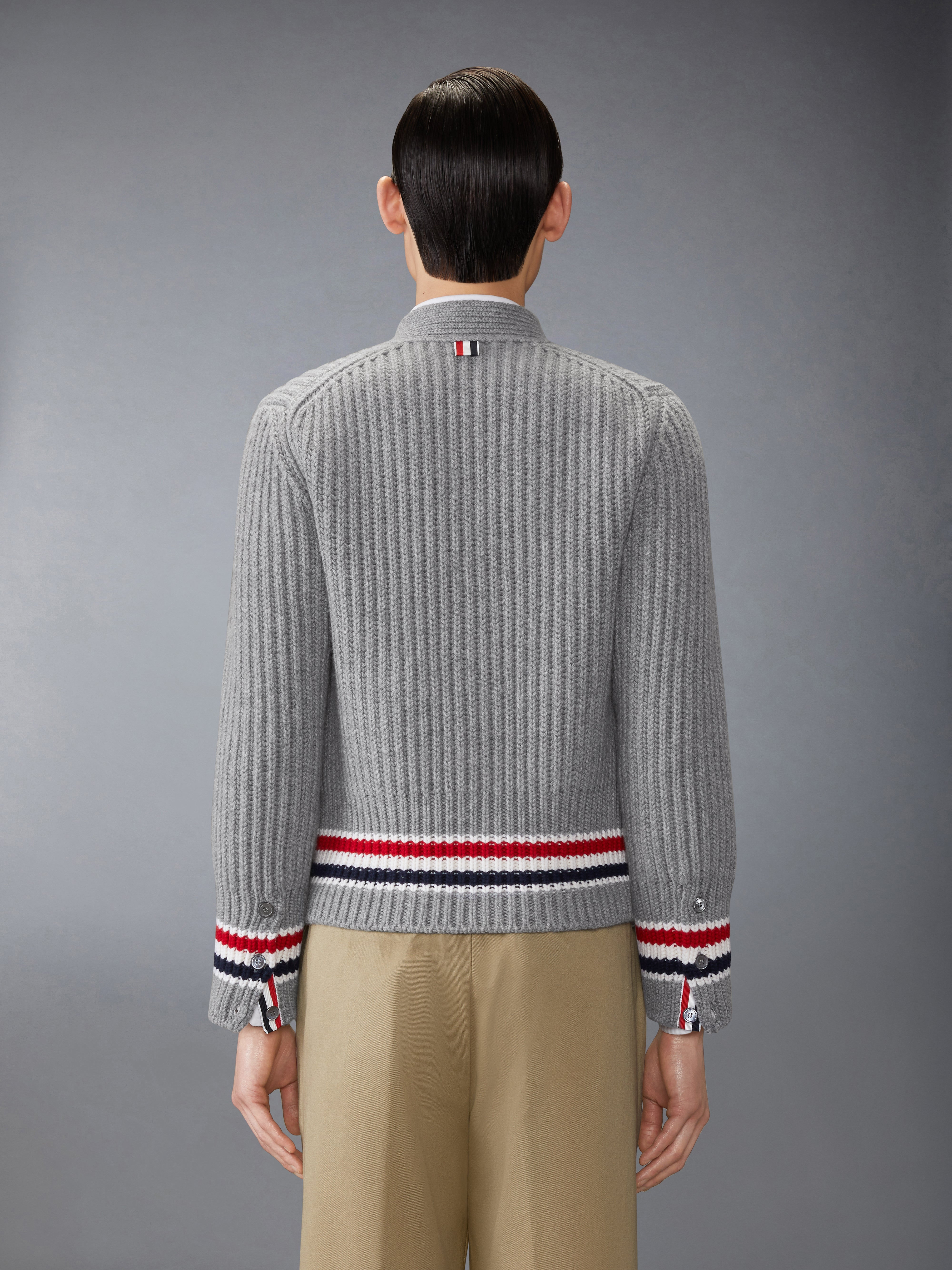 RWB STRIPE CASHMERE V NECK CARDIGAN - 3